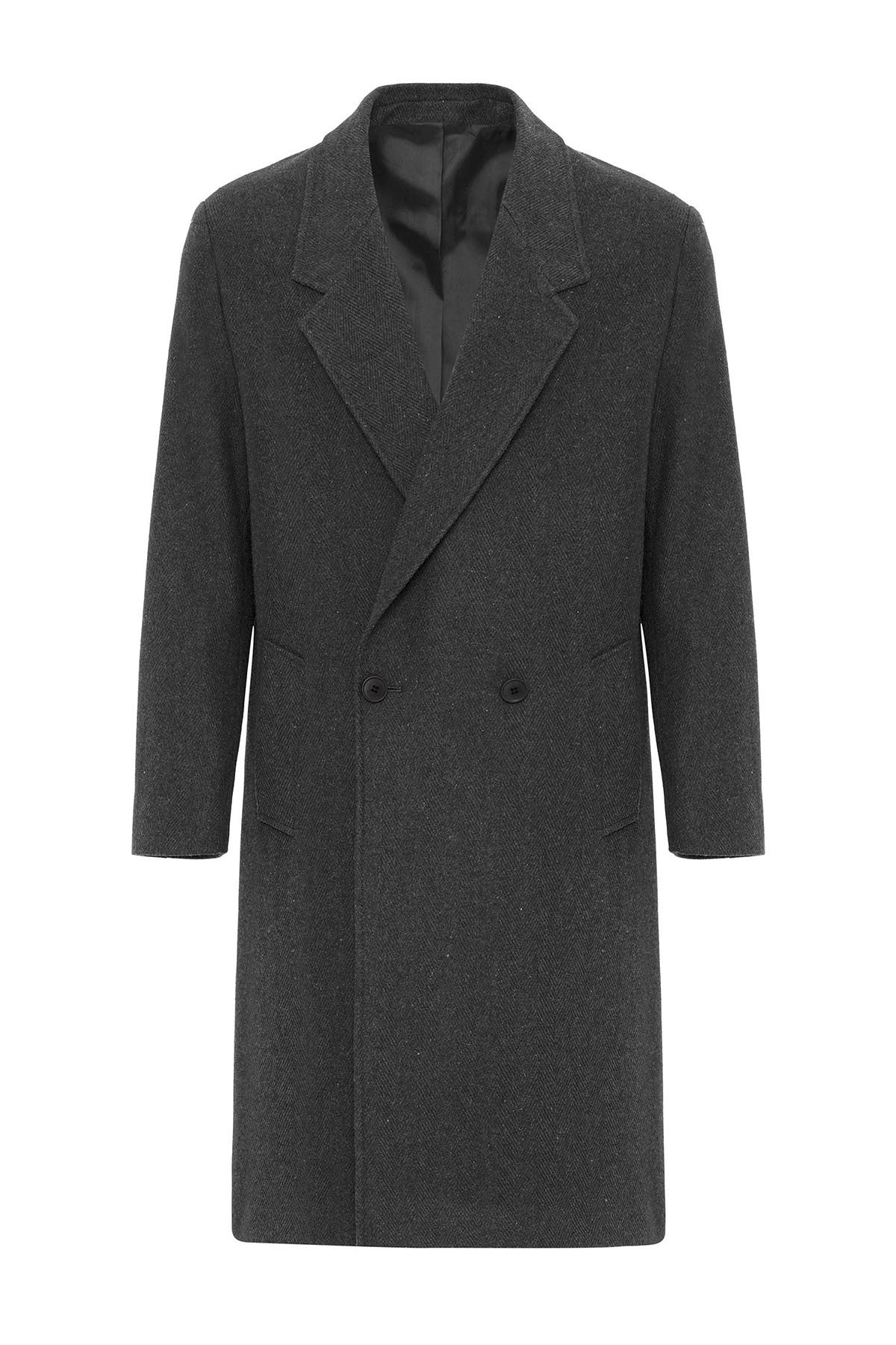 Antioch Wool-Blend Herringbone Double-Breasted Men's Coat
