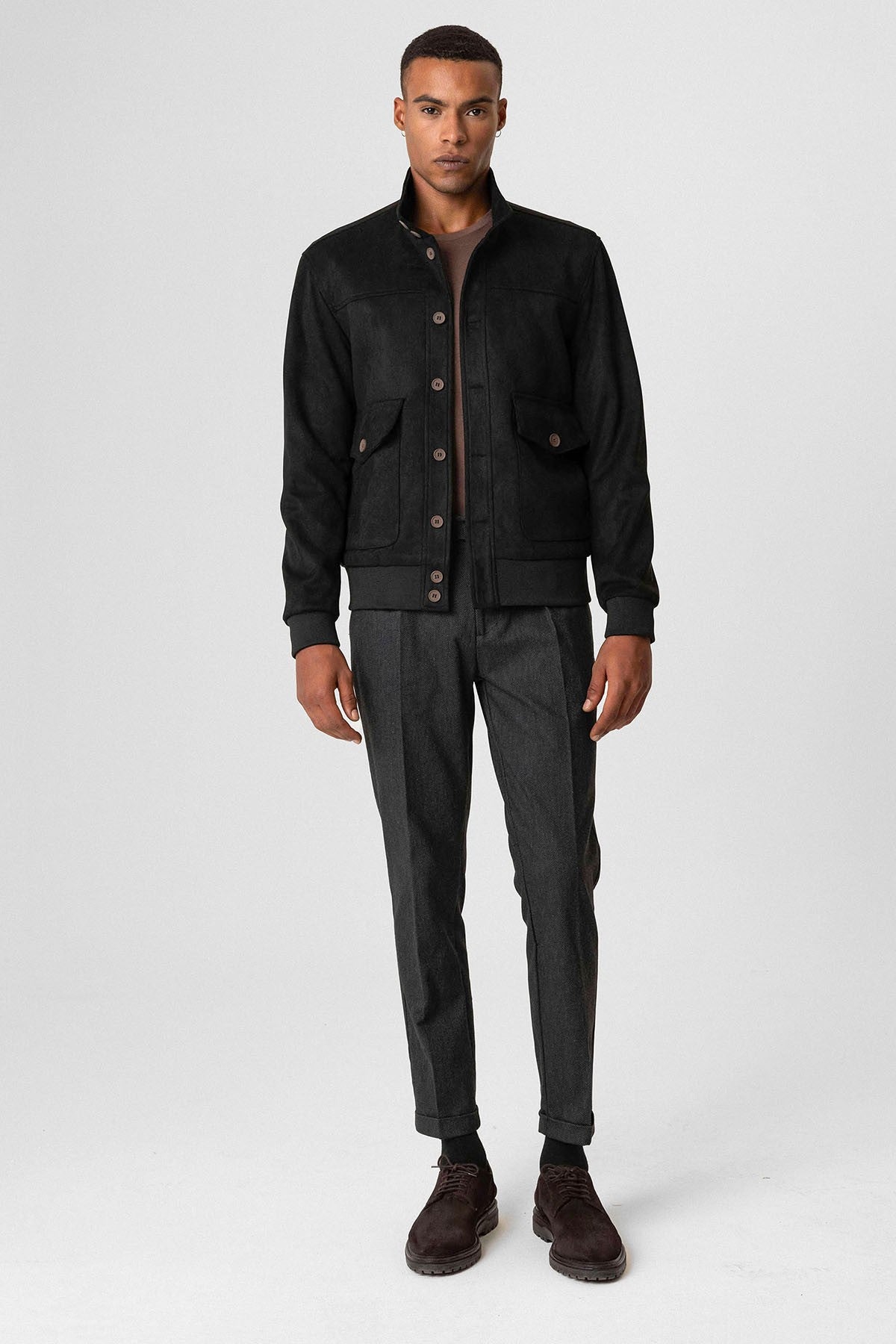 Antioch Bel Elastic-Collar Suede Men's Jacket