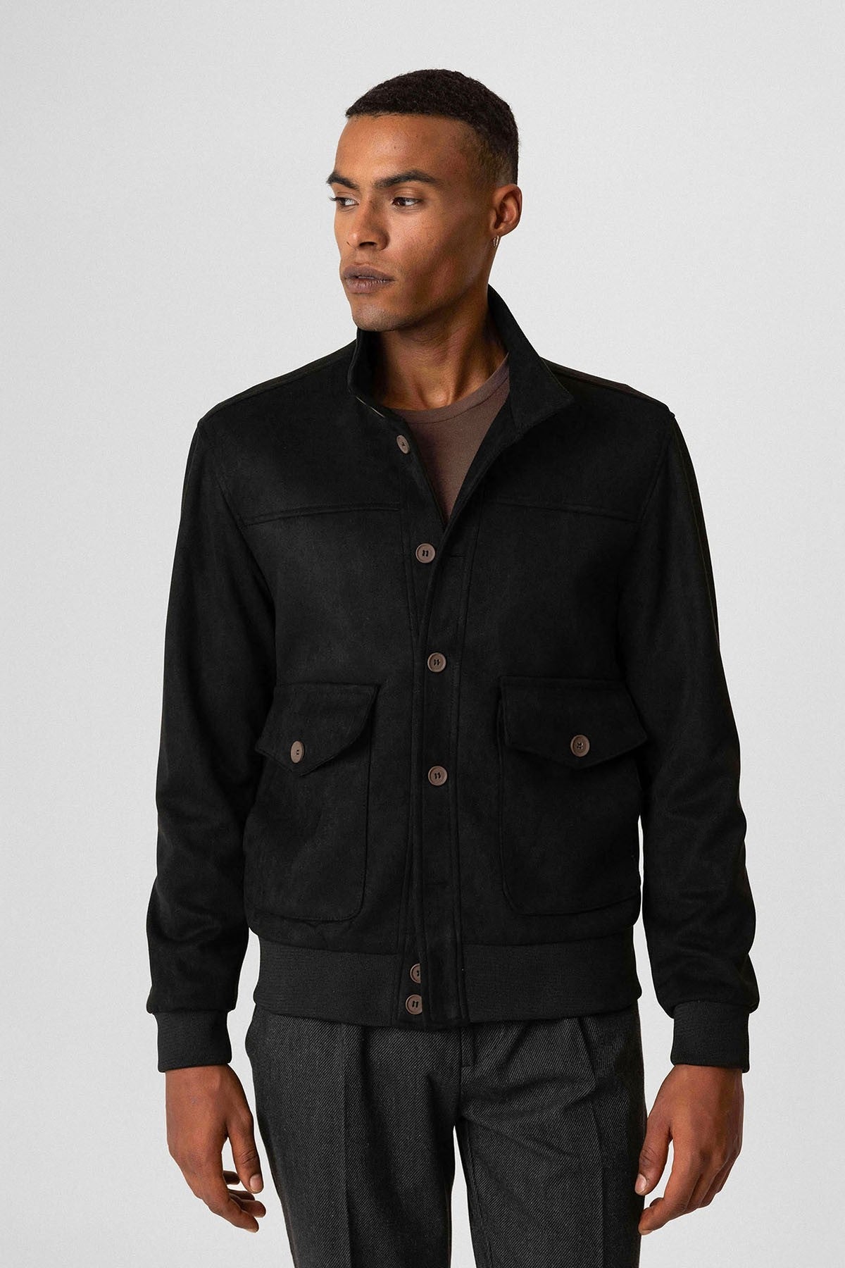 Antioch Bel Elastic-Collar Suede Men's Jacket