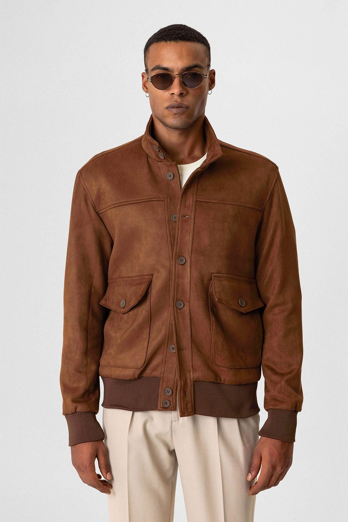Antioch Bel Elastic-Collar Suede Men's Jacket