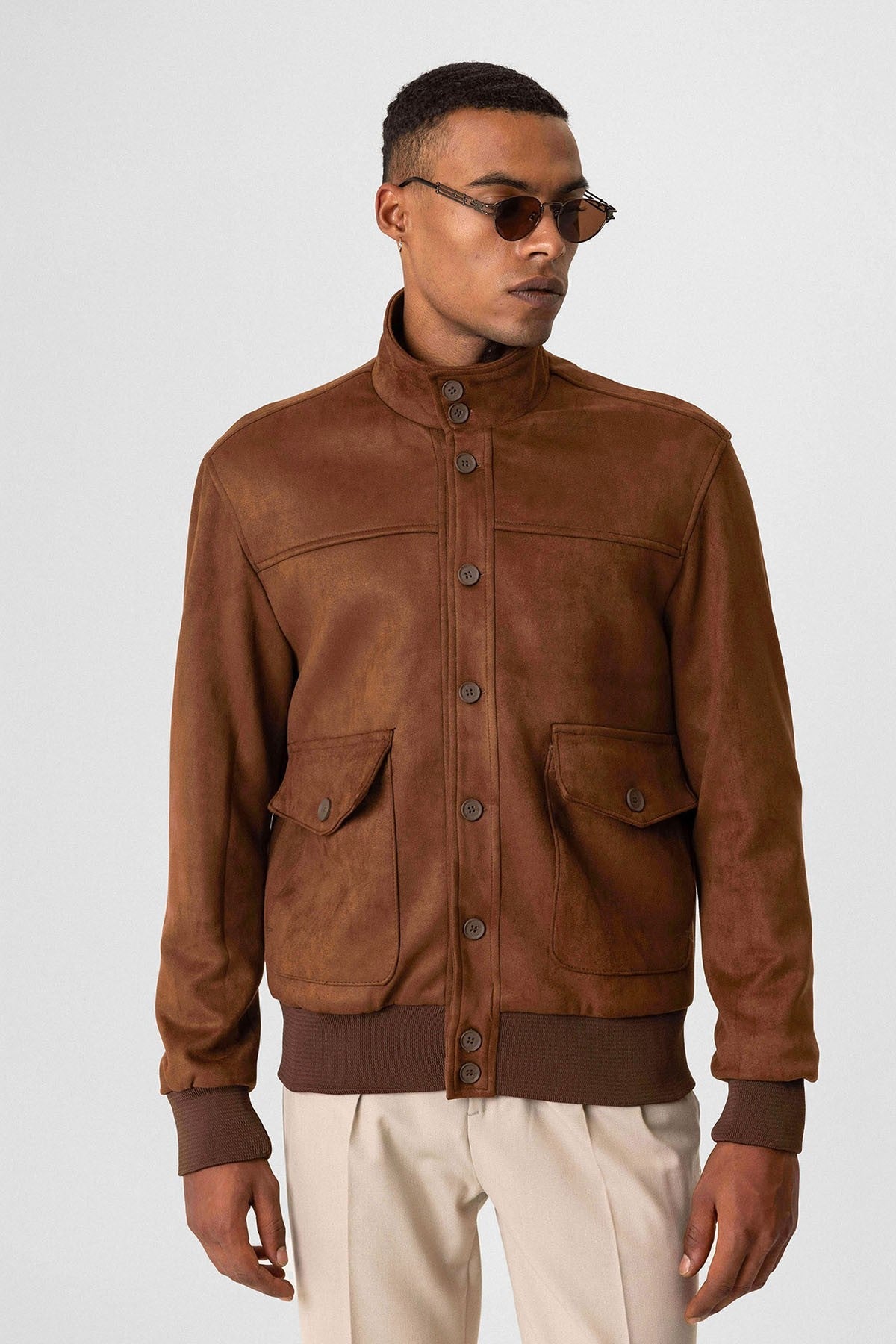 Antioch Bel Elastic-Collar Suede Men's Jacket