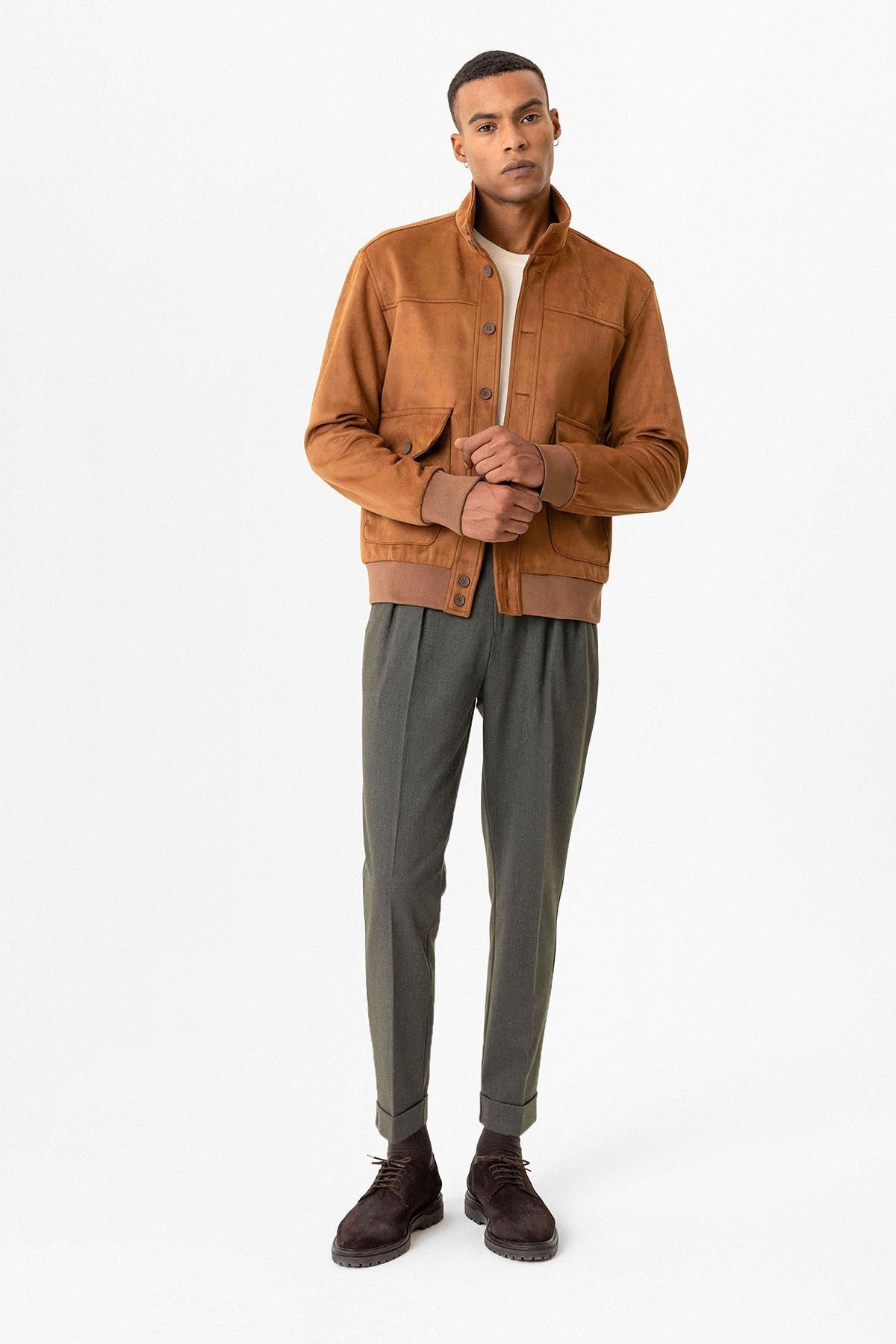 Antioch Bel Elastic-Collar Suede Men's Jacket