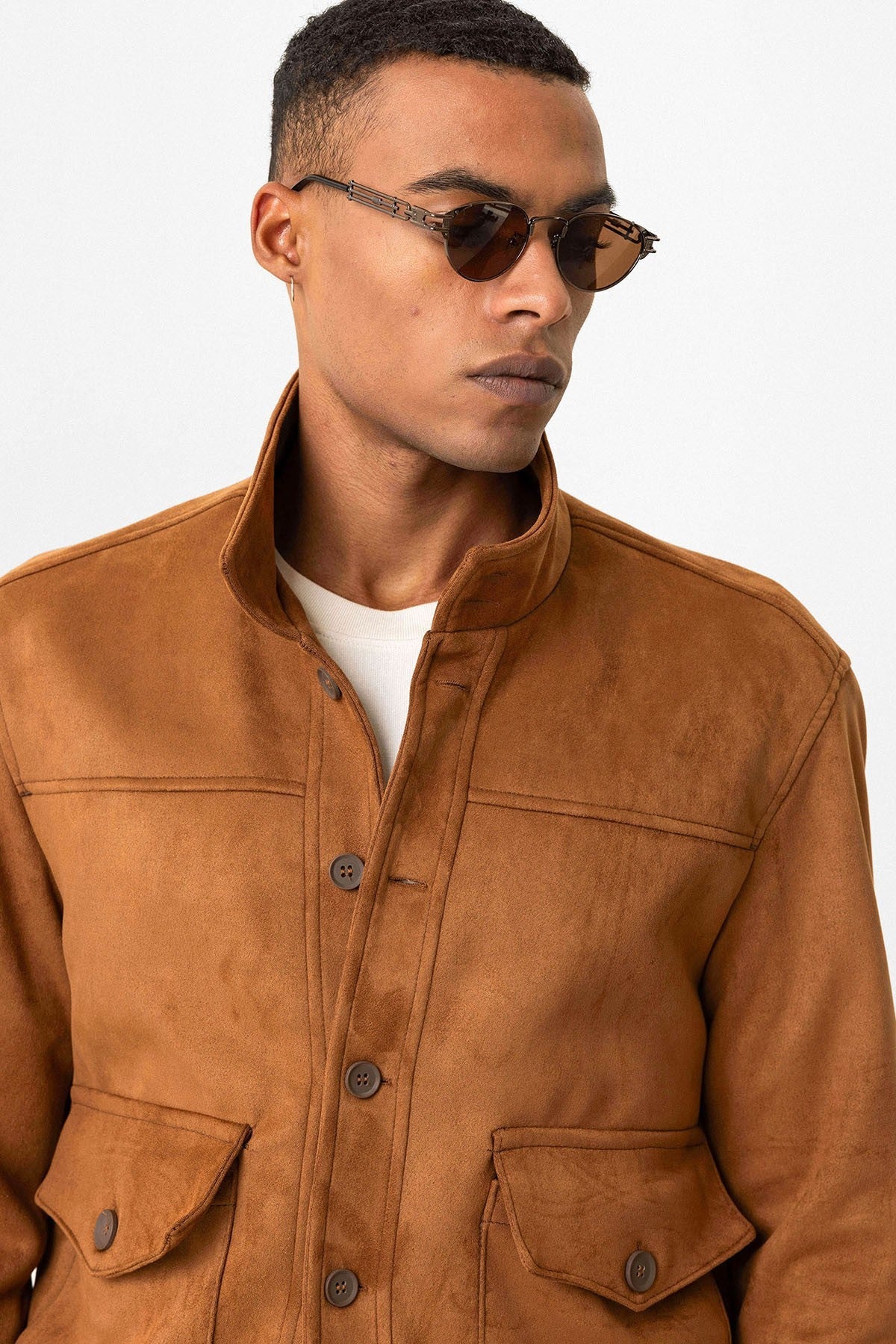 Antioch Bel Elastic-Collar Suede Men's Jacket