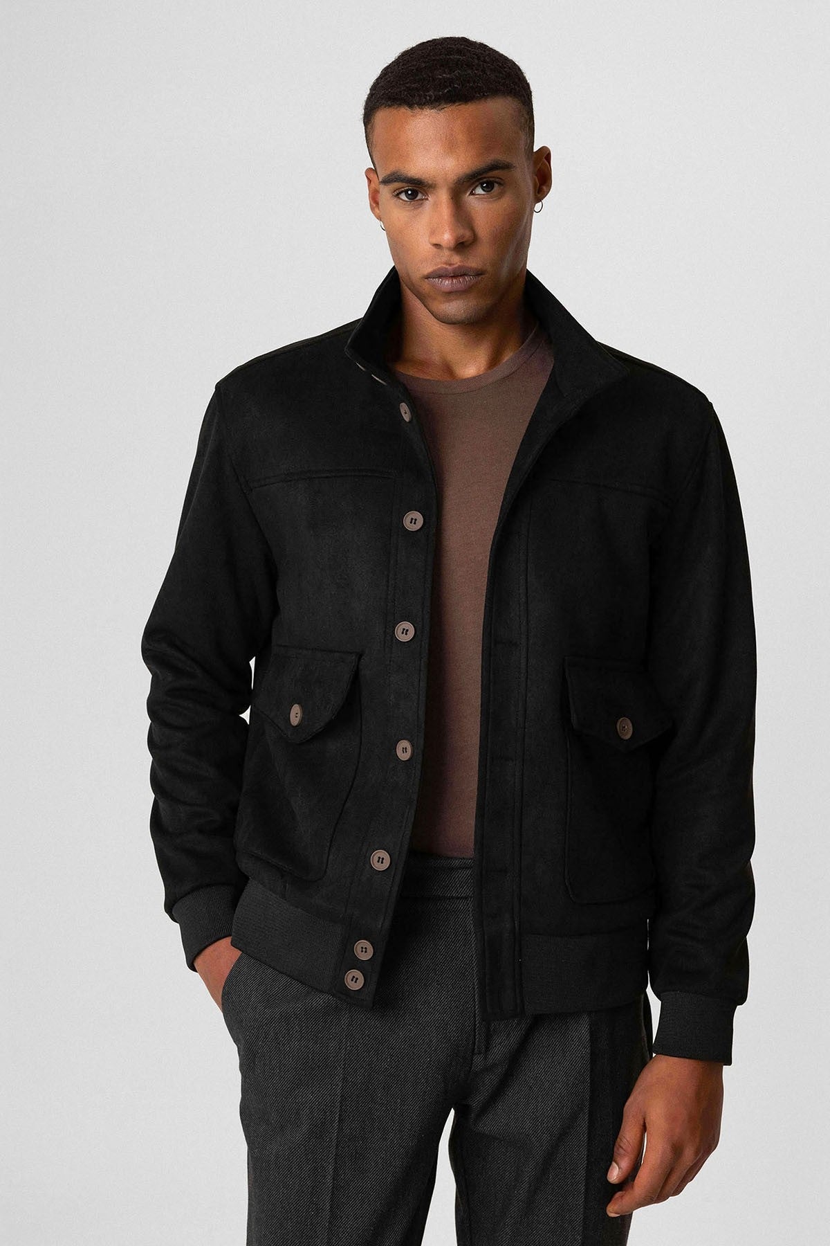 Antioch Bel Elastic-Collar Suede Men's Jacket
