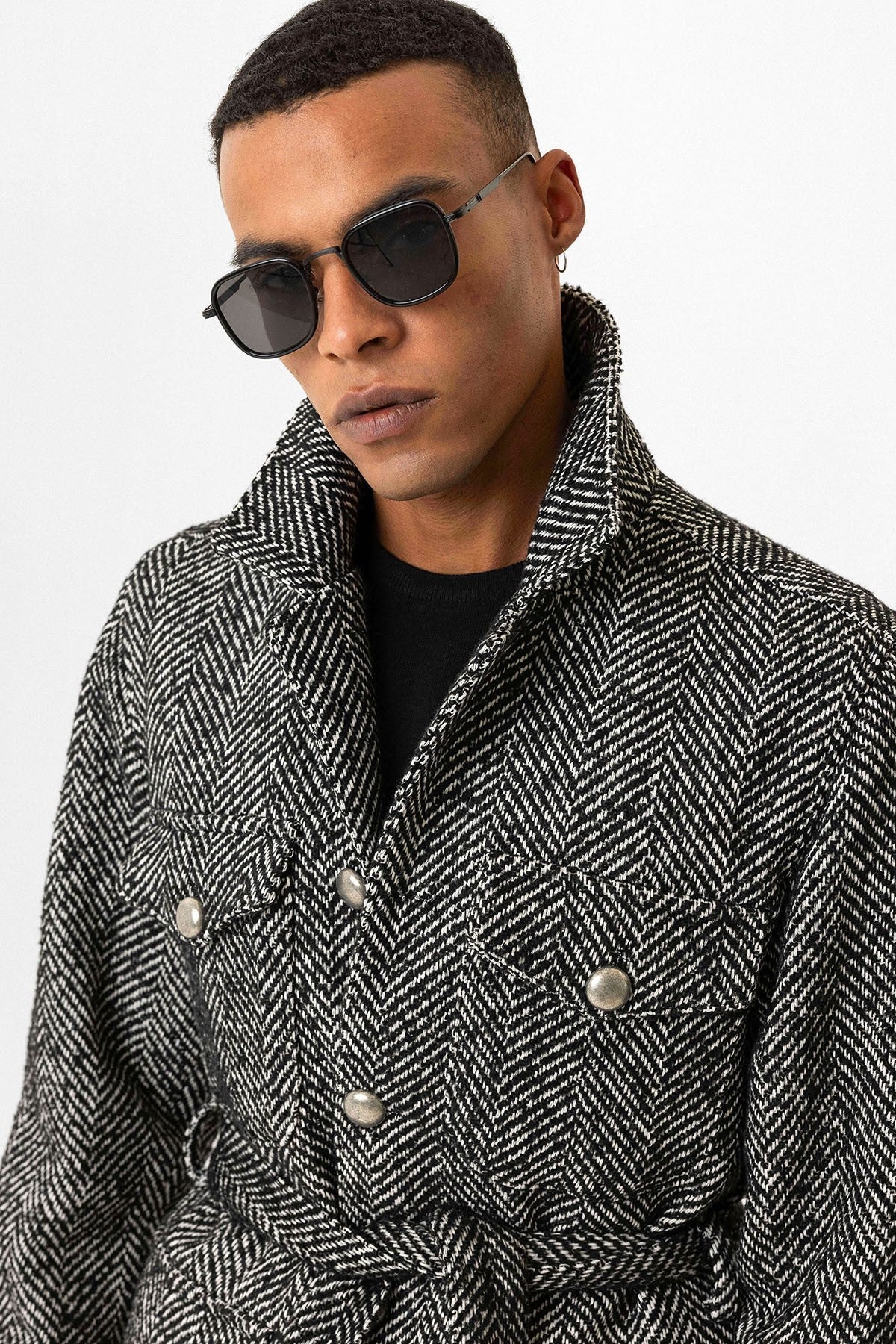 Antioch Men's Jacket with Herringbone-Patterned Collar