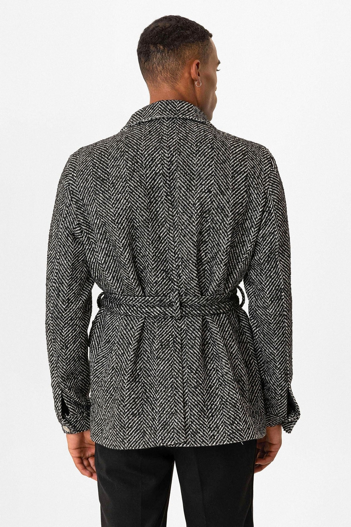 Antioch Men's Jacket with Herringbone-Patterned Collar