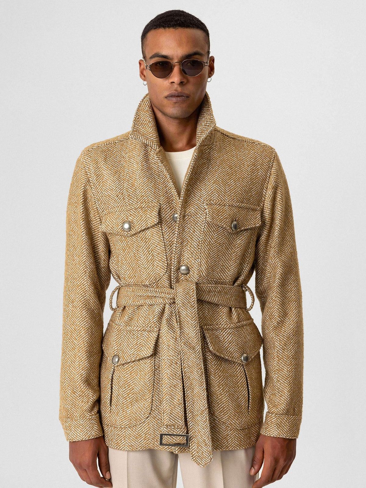 Antioch Men's Jacket with Herringbone-Patterned Collar