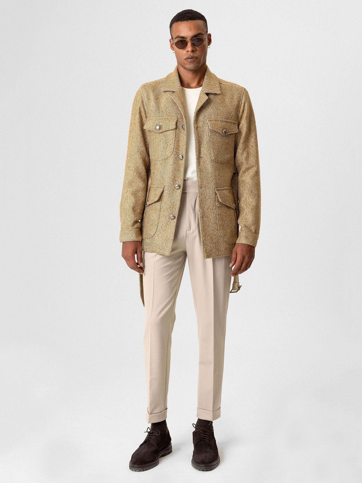 Antioch Men's Jacket with Herringbone-Patterned Collar