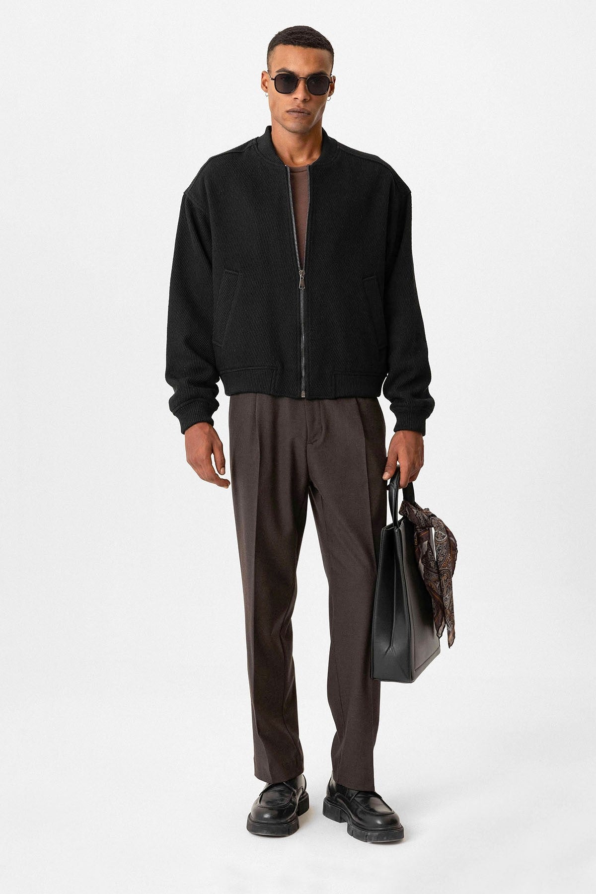 Men's Oversized Bomber Jacket with an Antioch Texture