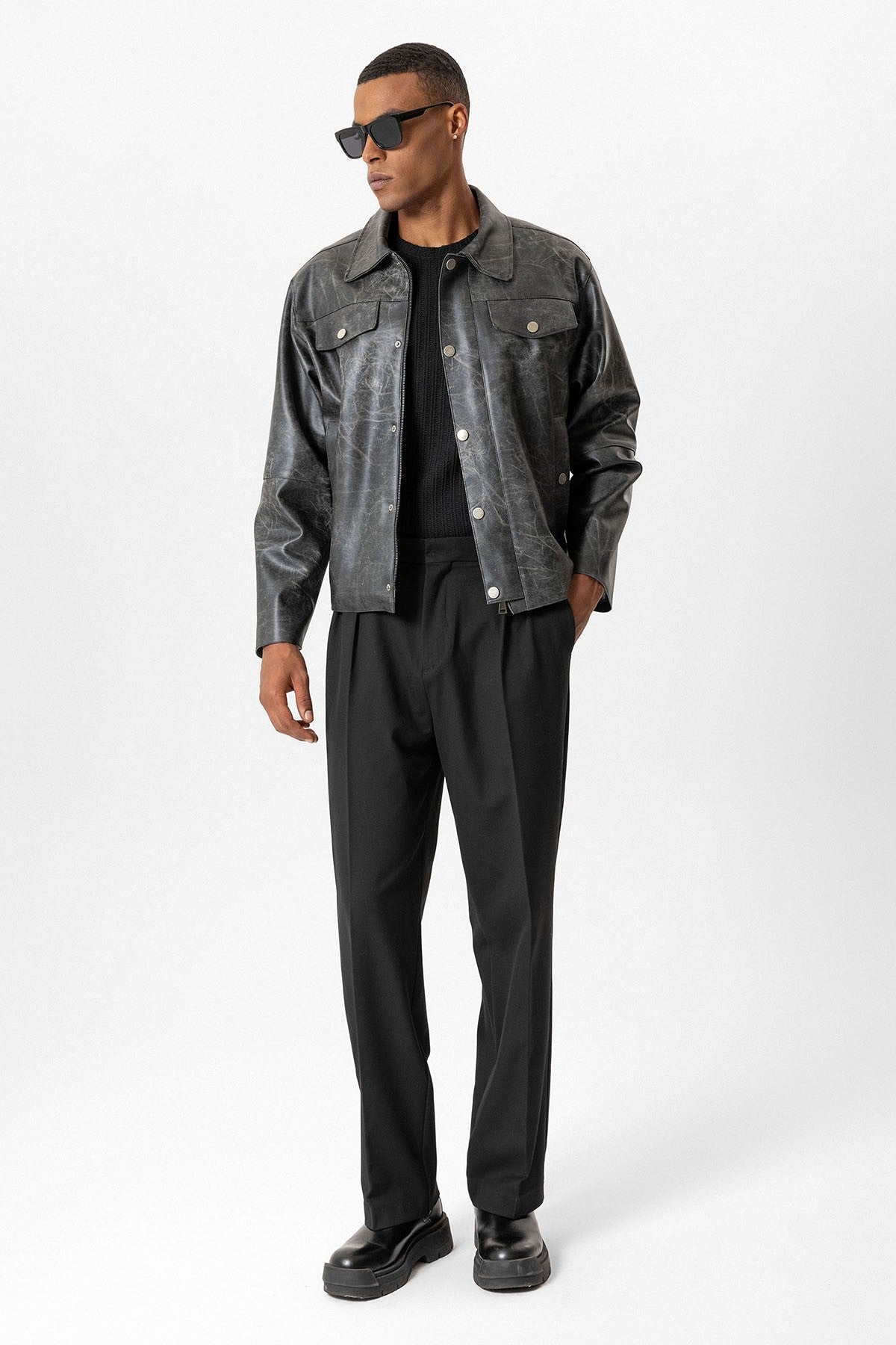 Antioch Crop Fit Faux Leather Men's Jacket