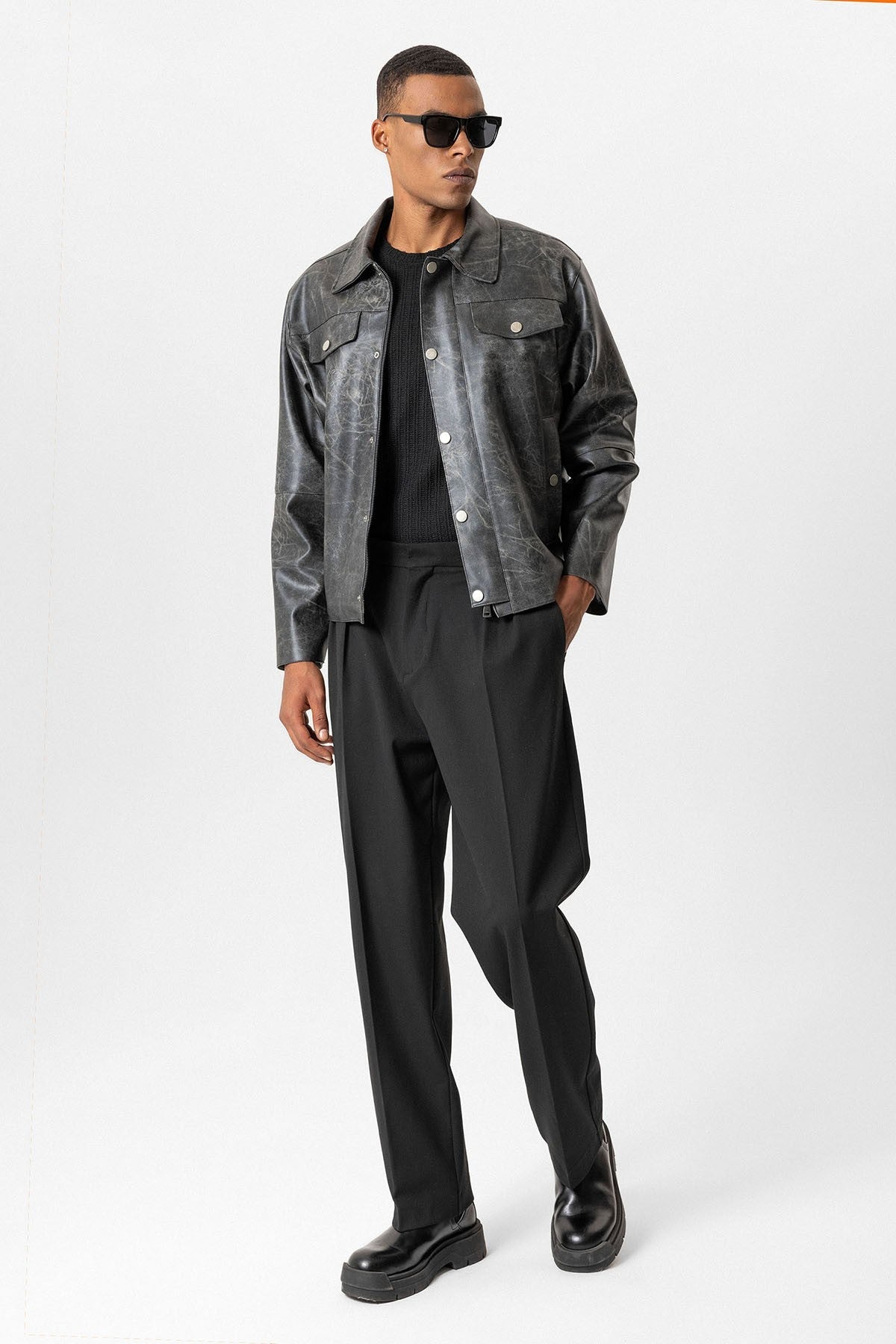 Antioch Crop Fit Faux Leather Men's Jacket