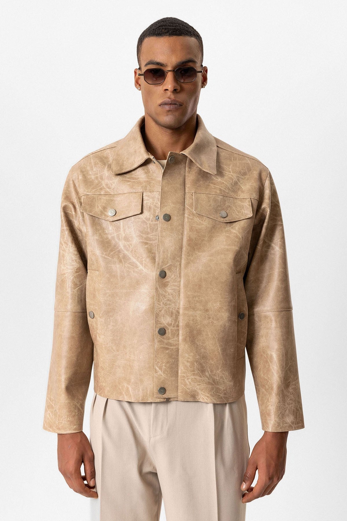 Antioch Crop Fit Faux Leather Men's Jacket