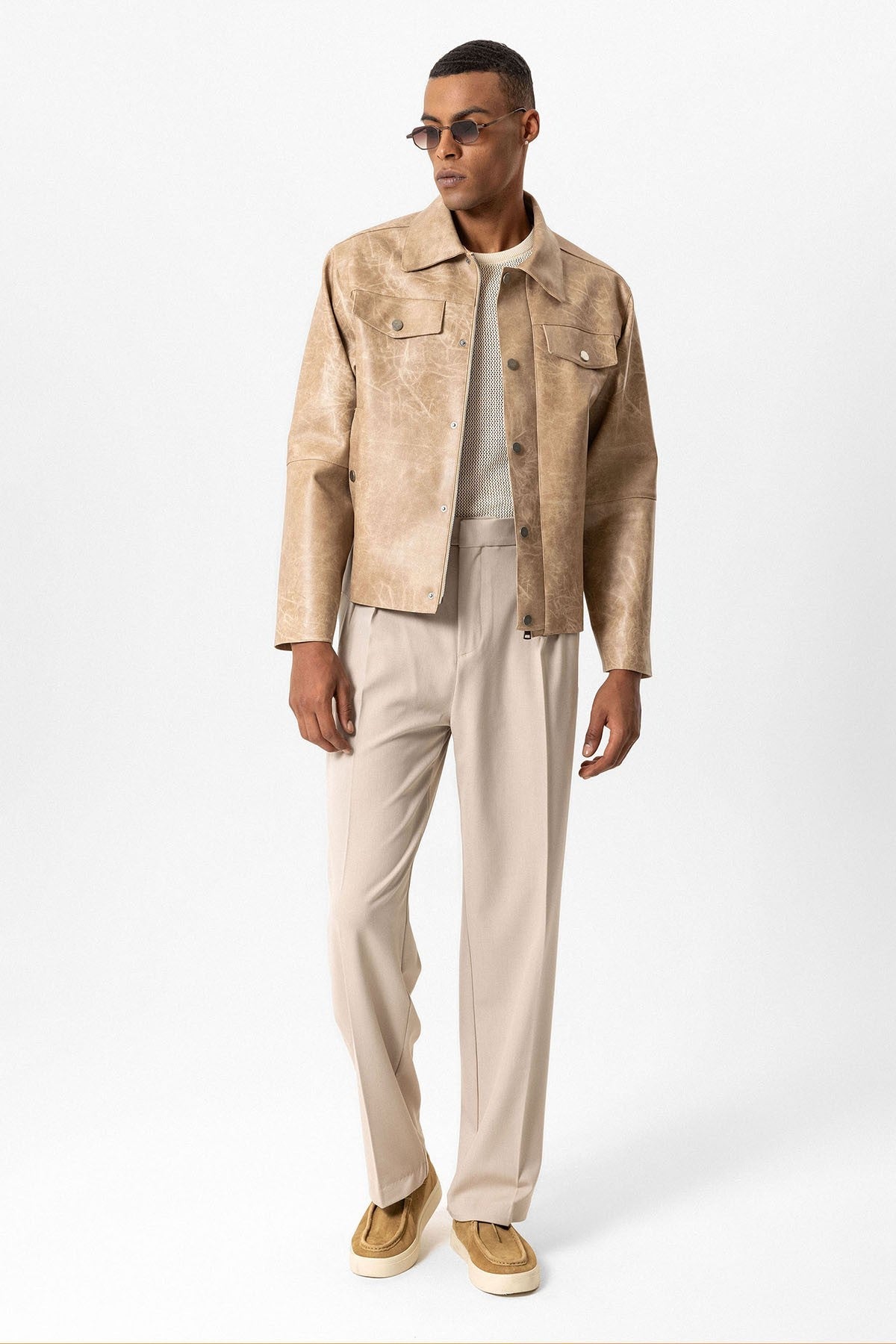 Antioch Crop Fit Faux Leather Men's Jacket