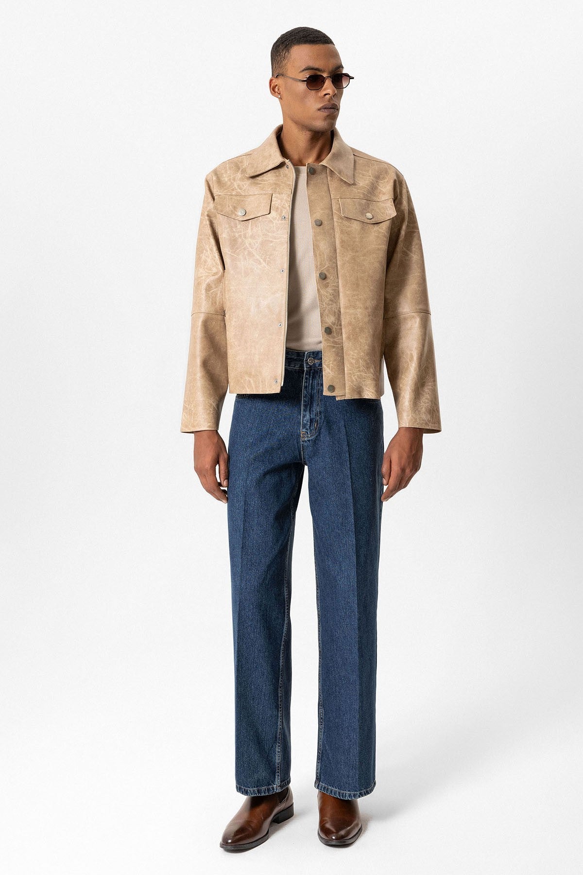 Antioch Crop Fit Faux Leather Men's Jacket