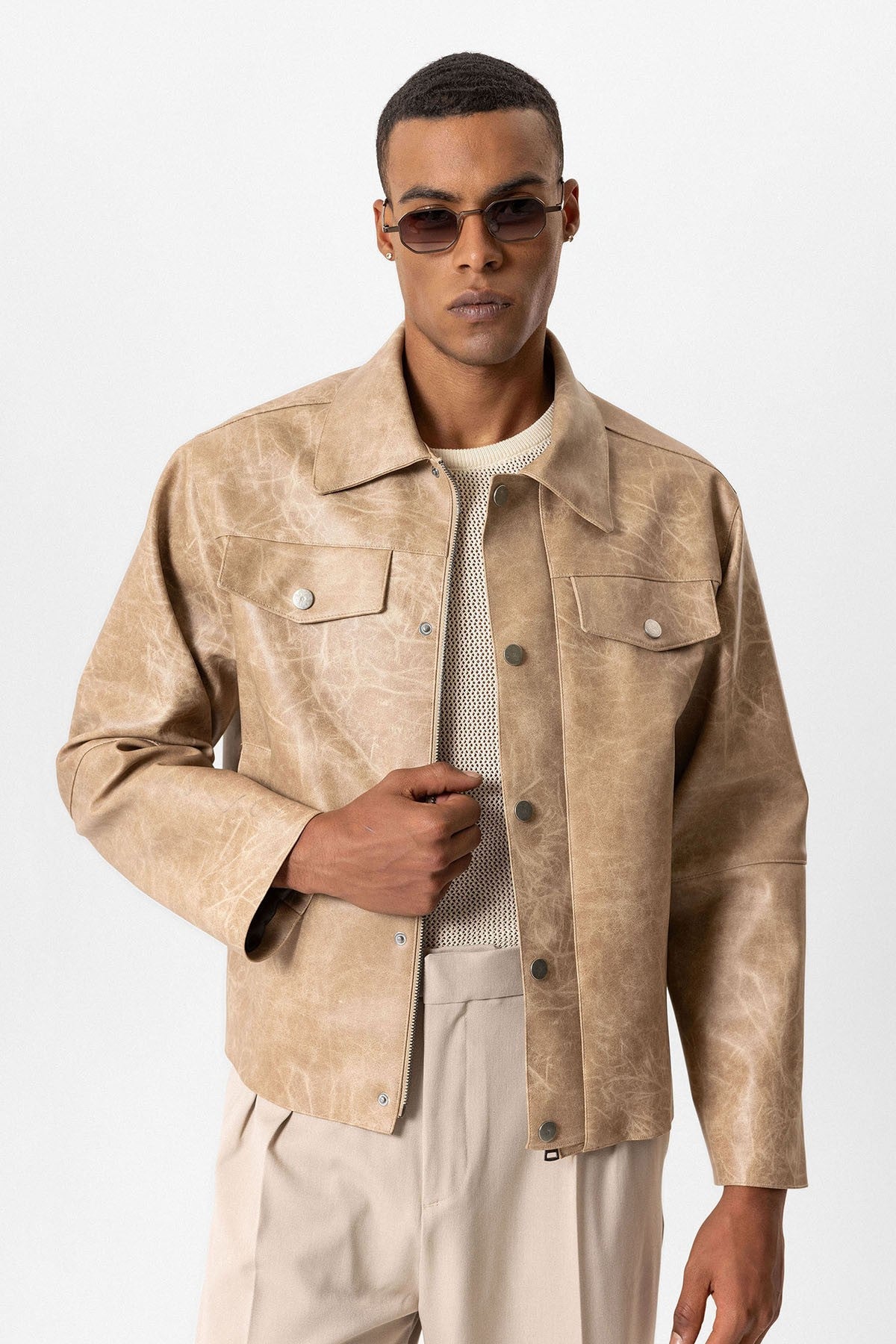 Antioch Crop Fit Faux Leather Men's Jacket