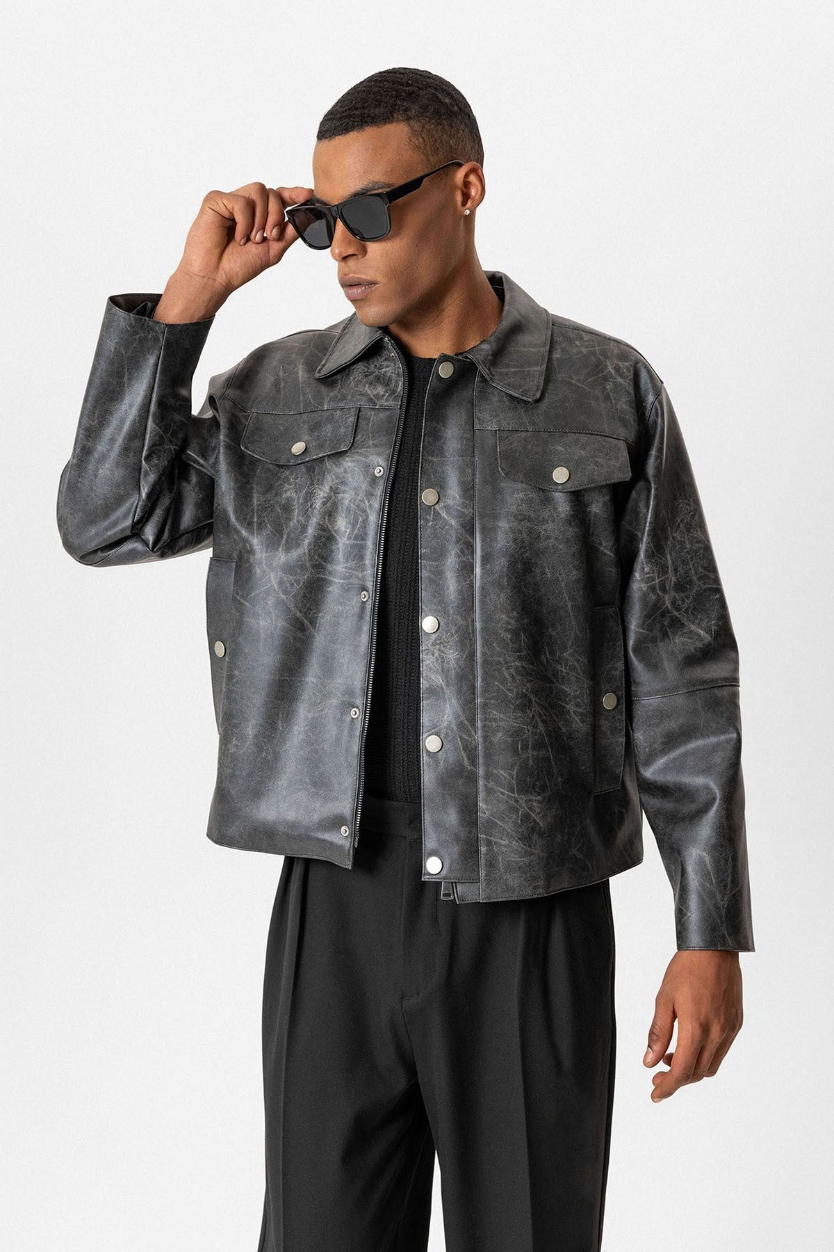 Antioch Crop Fit Faux Leather Men's Jacket