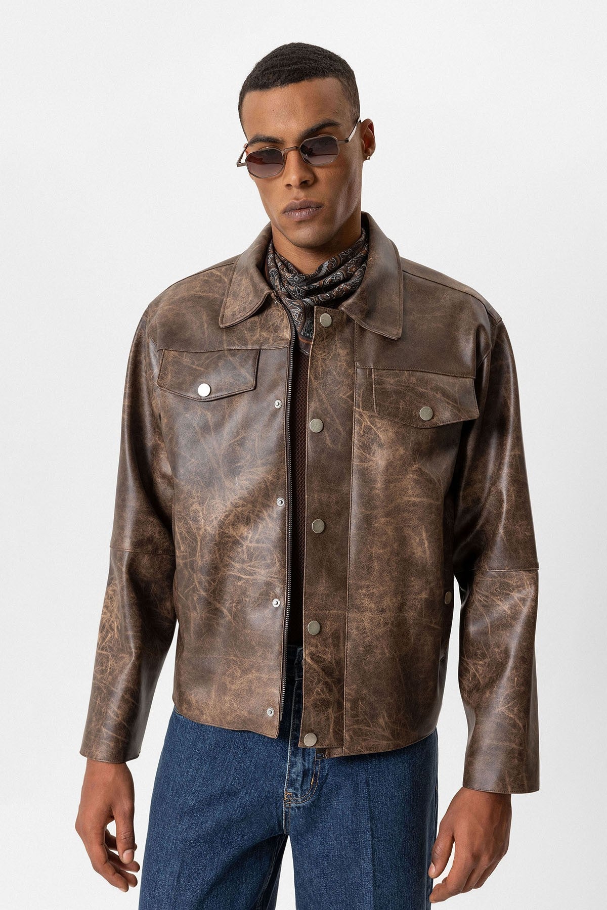 Antioch Crop Fit Faux Leather Men's Jacket