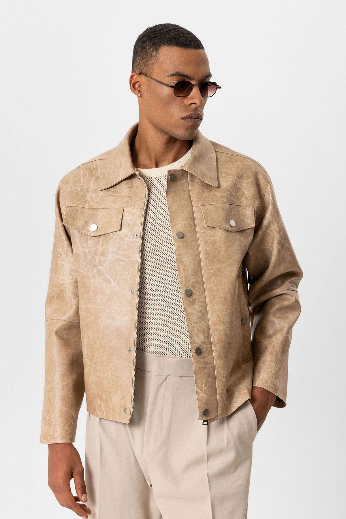 Antioch Crop Fit Faux Leather Men's Jacket