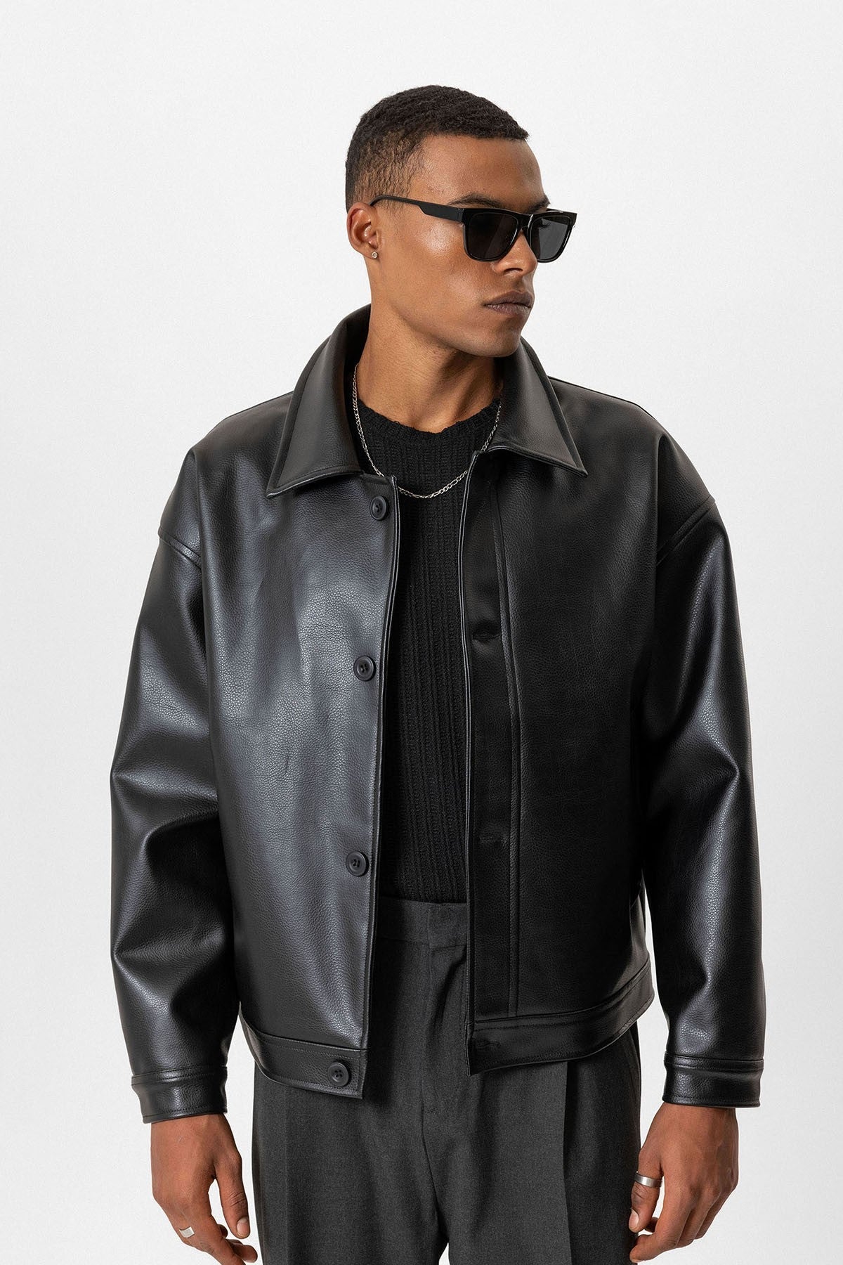 Antioch Oversized Faux Leather Men's Jacket