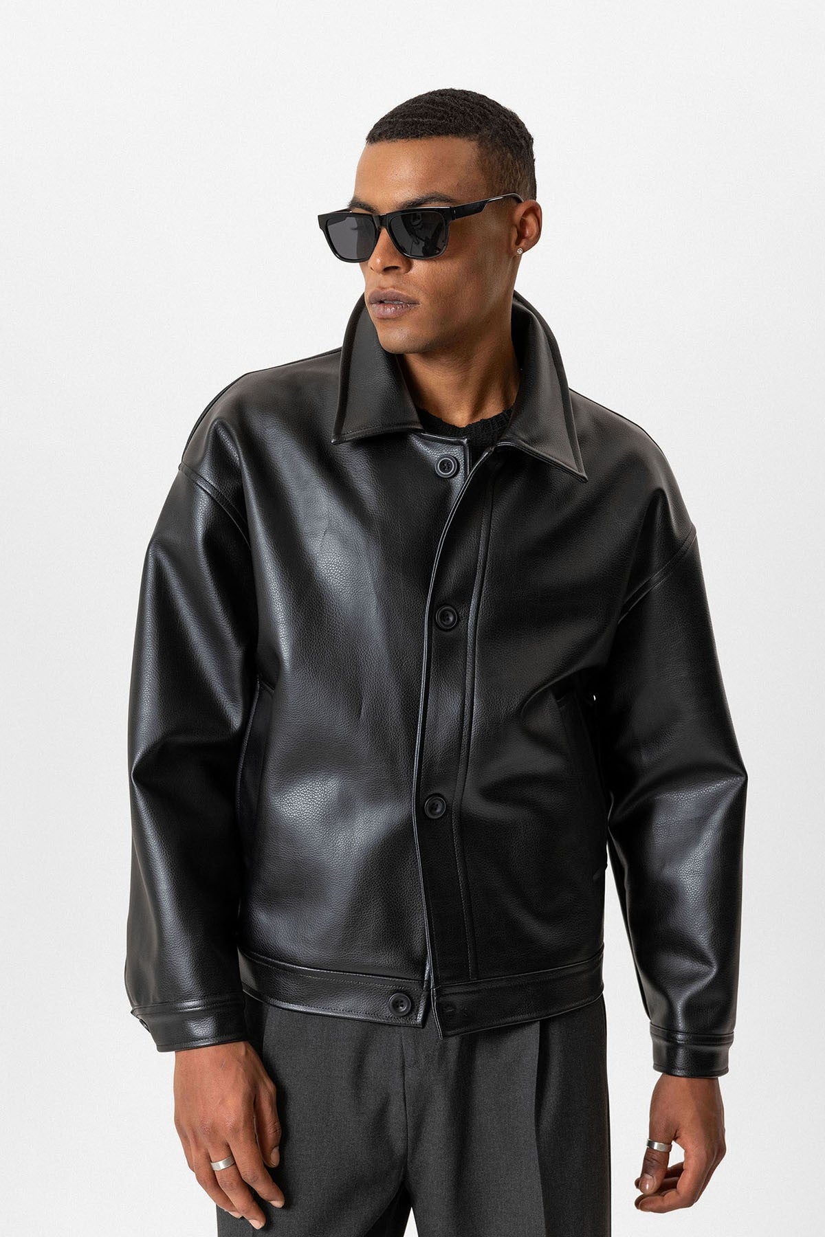 Antioch Oversized Faux Leather Men's Jacket