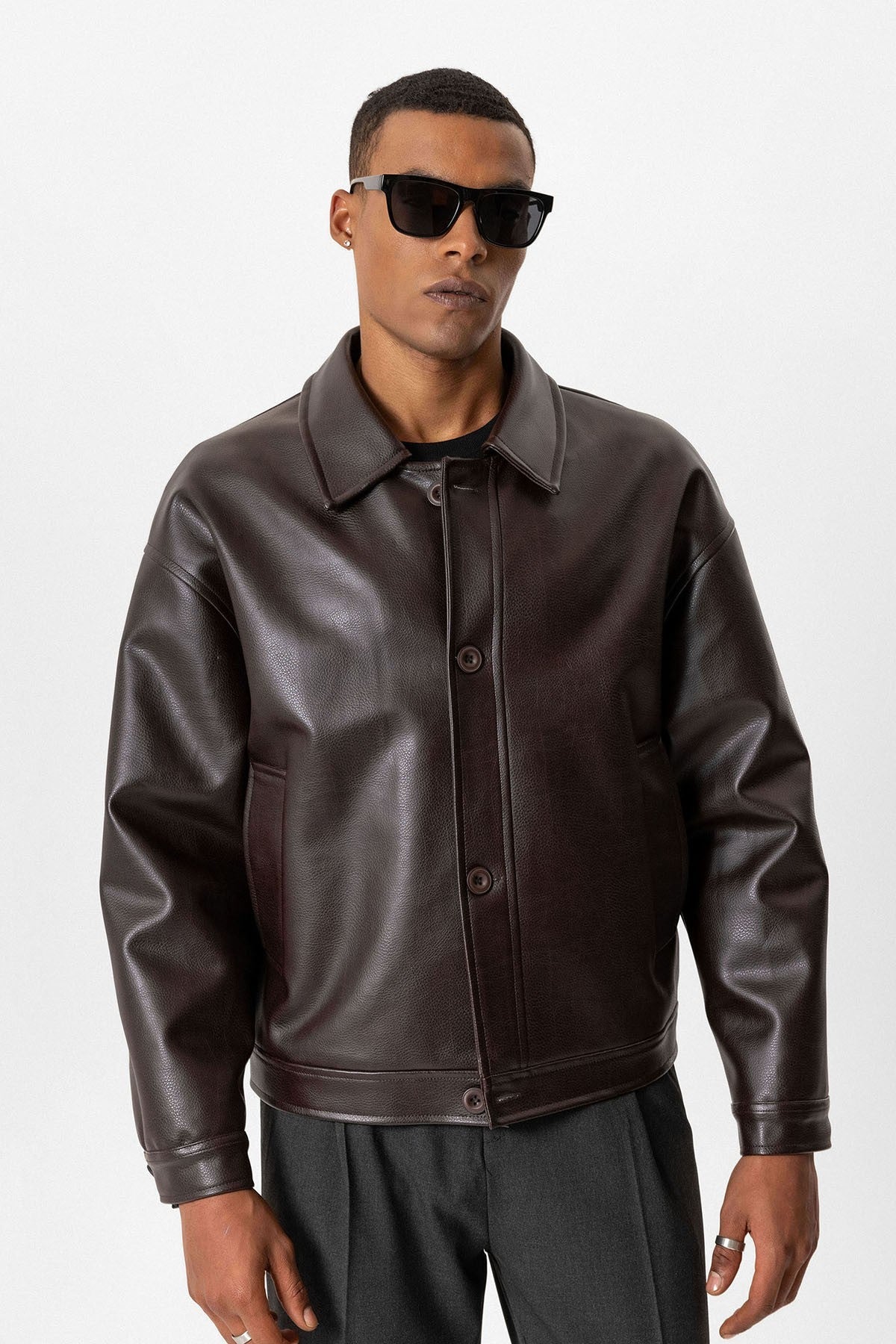 Antioch Oversized Faux Leather Men's Jacket