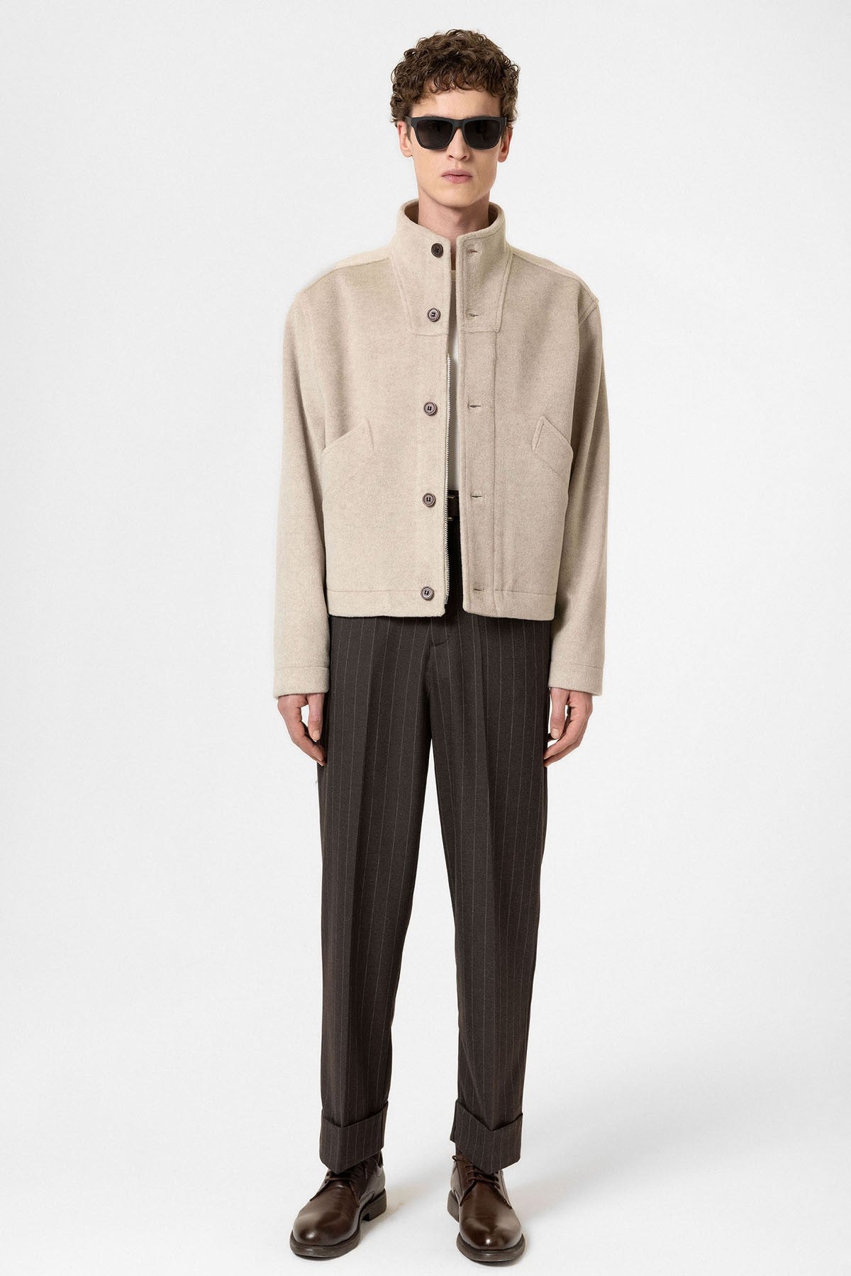 Men's Wool-Blend Stand-Up Collar Coat