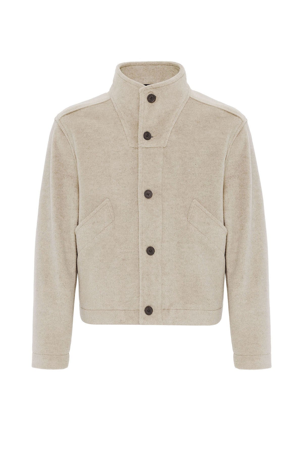 Men's Wool-Blend Stand-Up Collar Coat