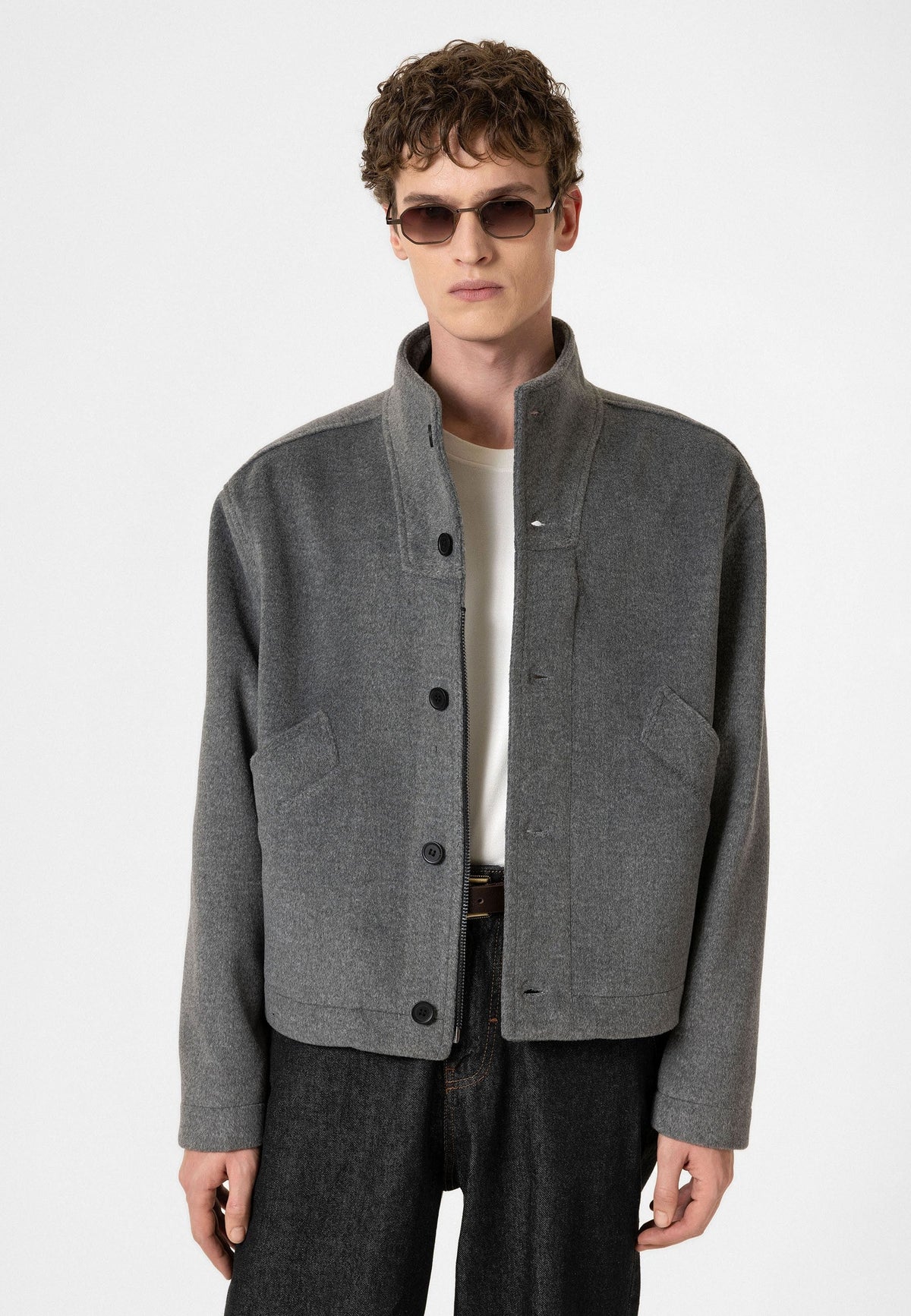 Men's Wool-Blend Stand-Up Collar Coat