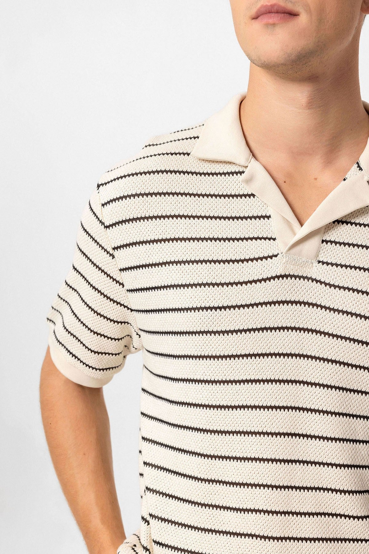 Antioch Apache Collar Striped Knit Men's T-Shirt
