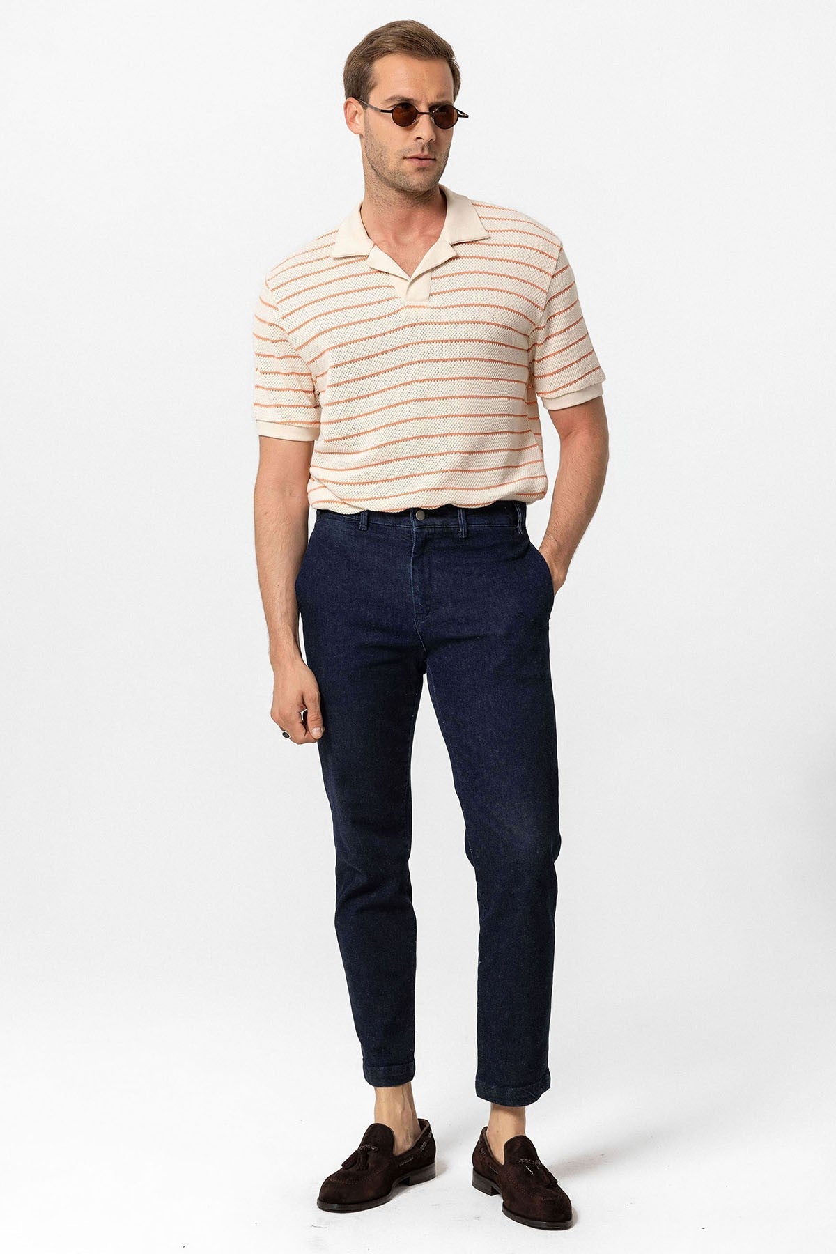 Antioch Apache Collar Striped Knit Men's T-Shirt