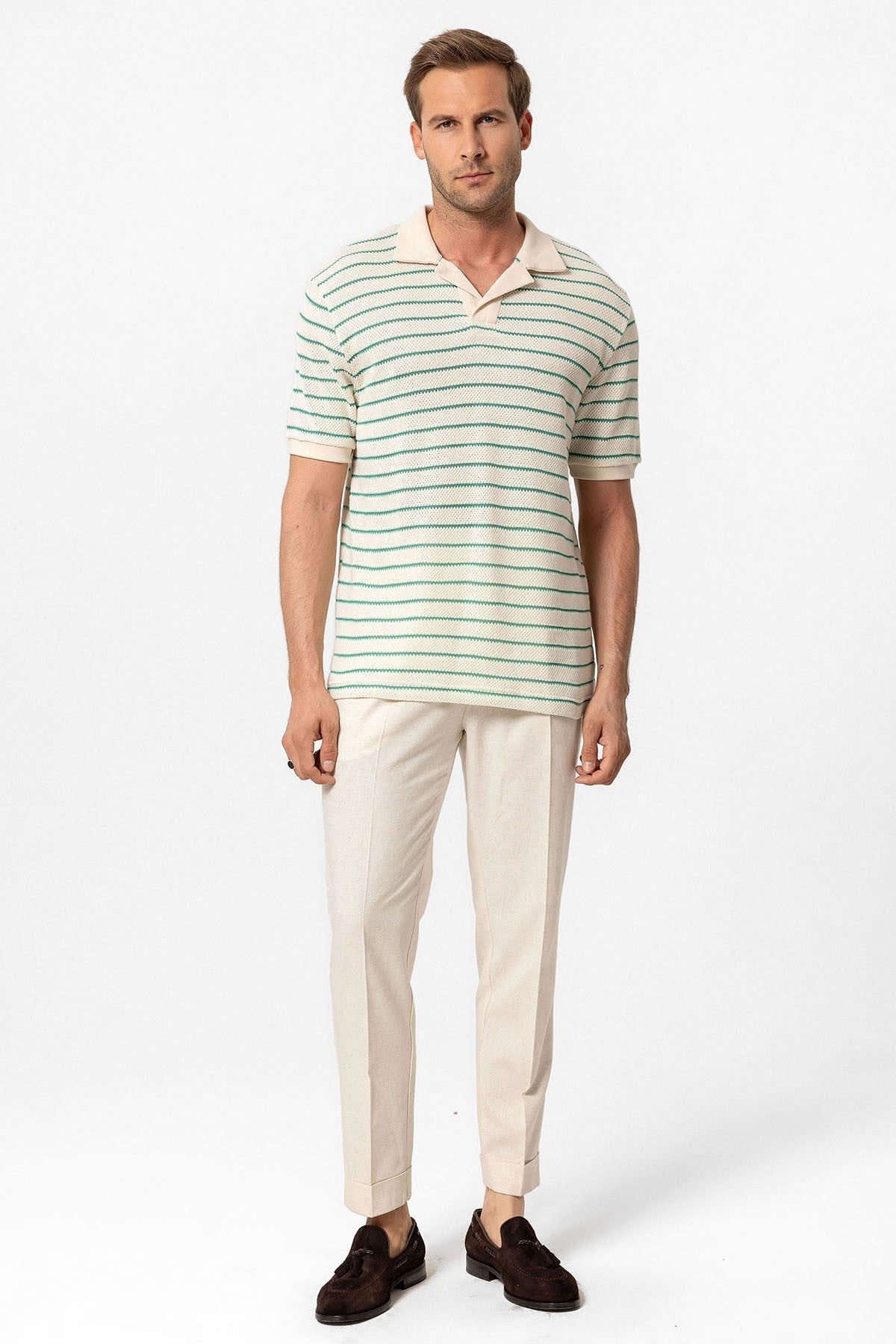 Antioch Apache Collar Striped Knit Men's T-Shirt