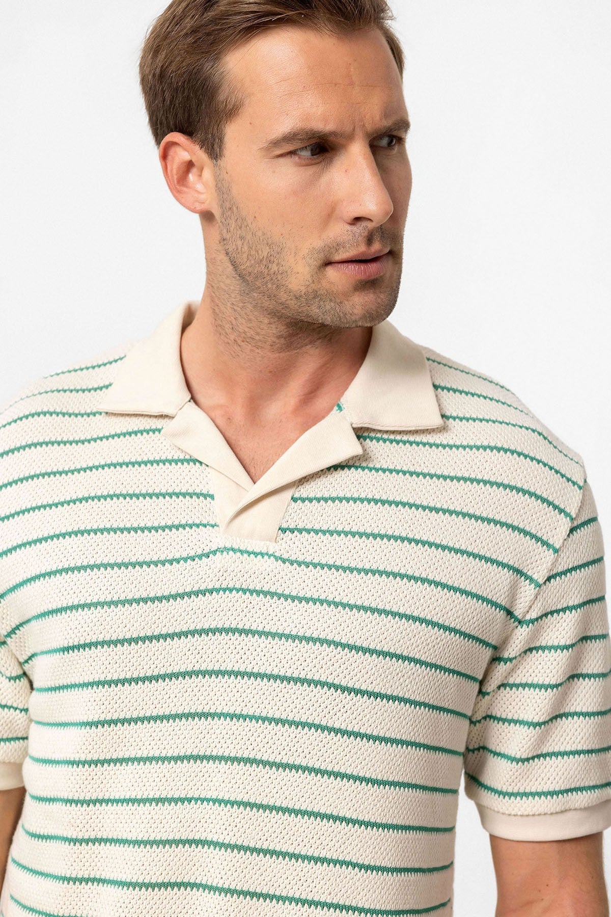 Antioch Apache Collar Striped Knit Men's T-Shirt