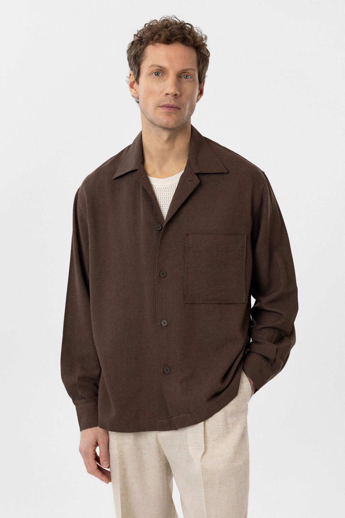 Men's Relaxed-Fit Shirt with Linen Blend