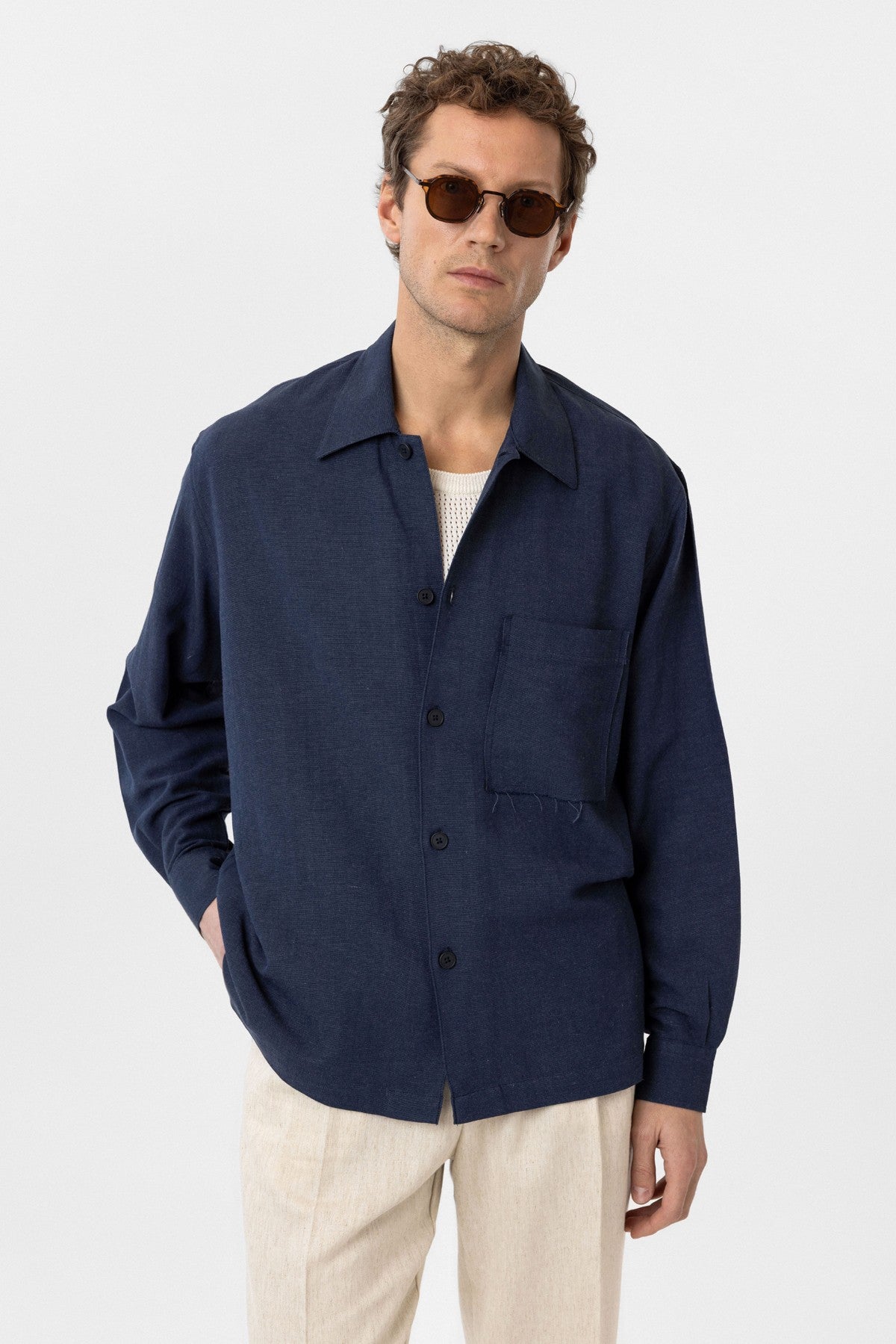Men's Relaxed-Fit Shirt with Linen Blend
