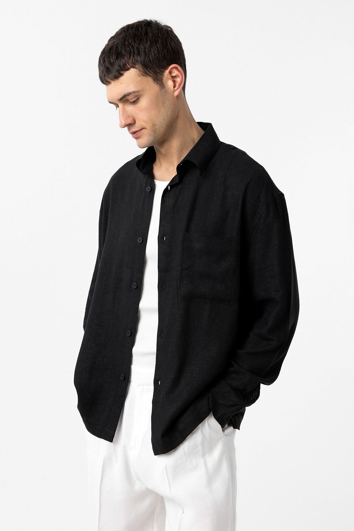Men's Relaxed-Fit Shirt with Linen Blend