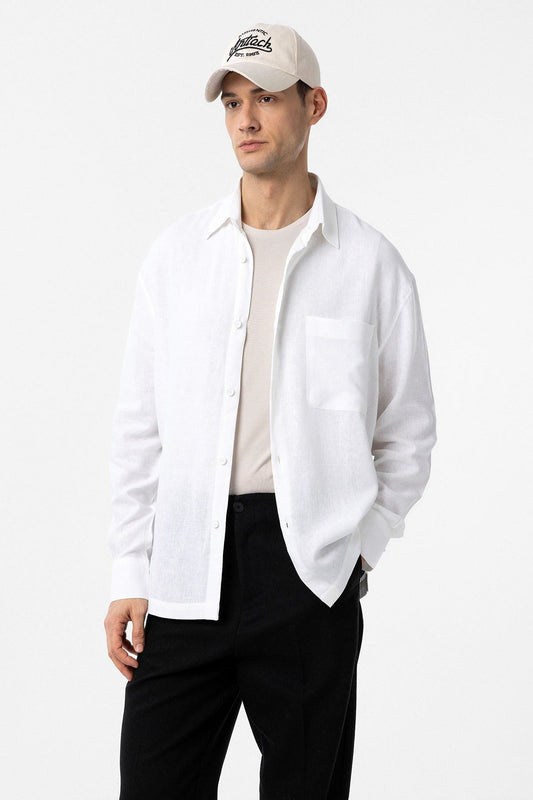 Men's Relaxed-Fit Shirt with Linen Blend