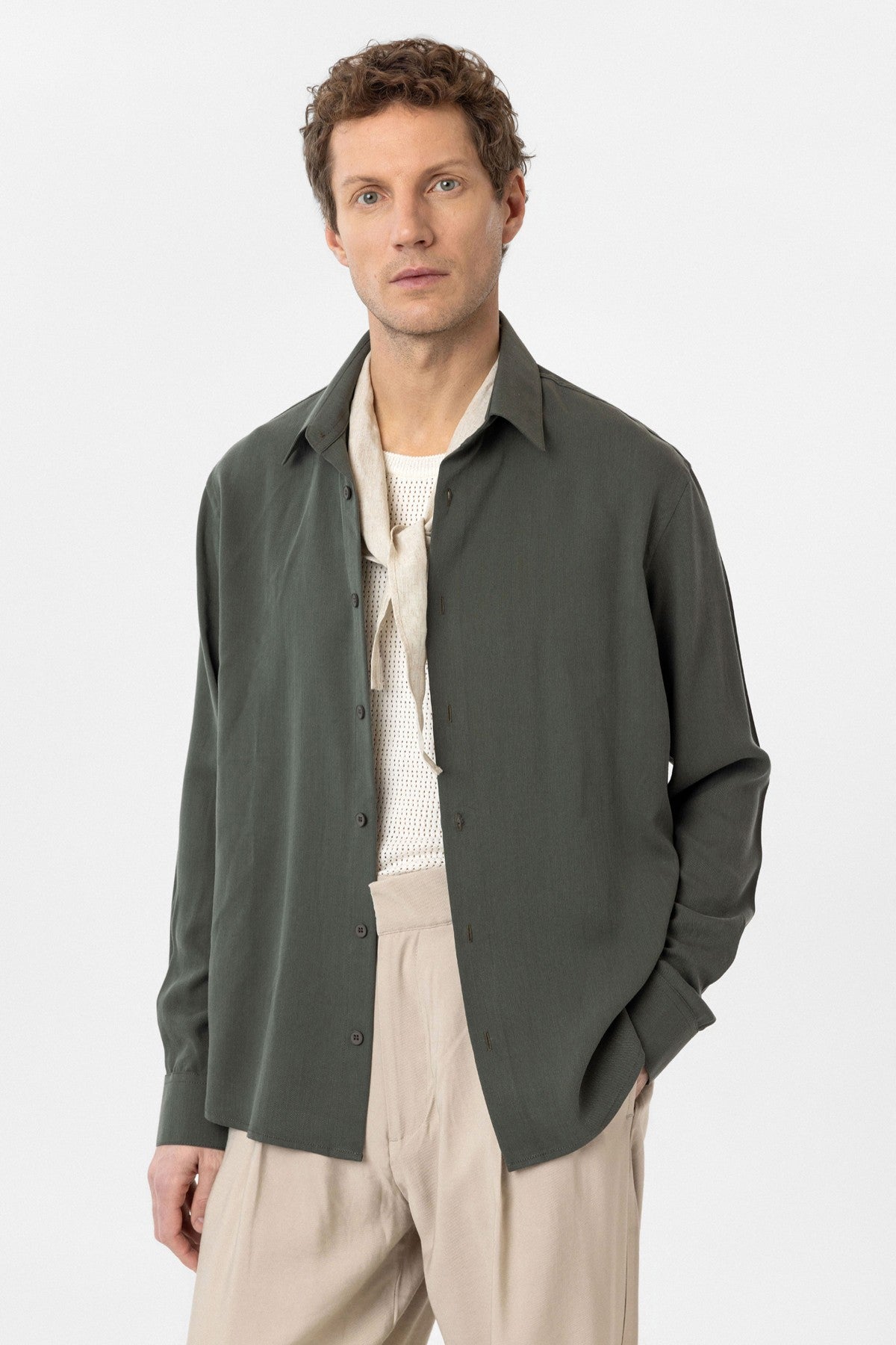 Relax Fit Lyocell Fabric Men's Shirt