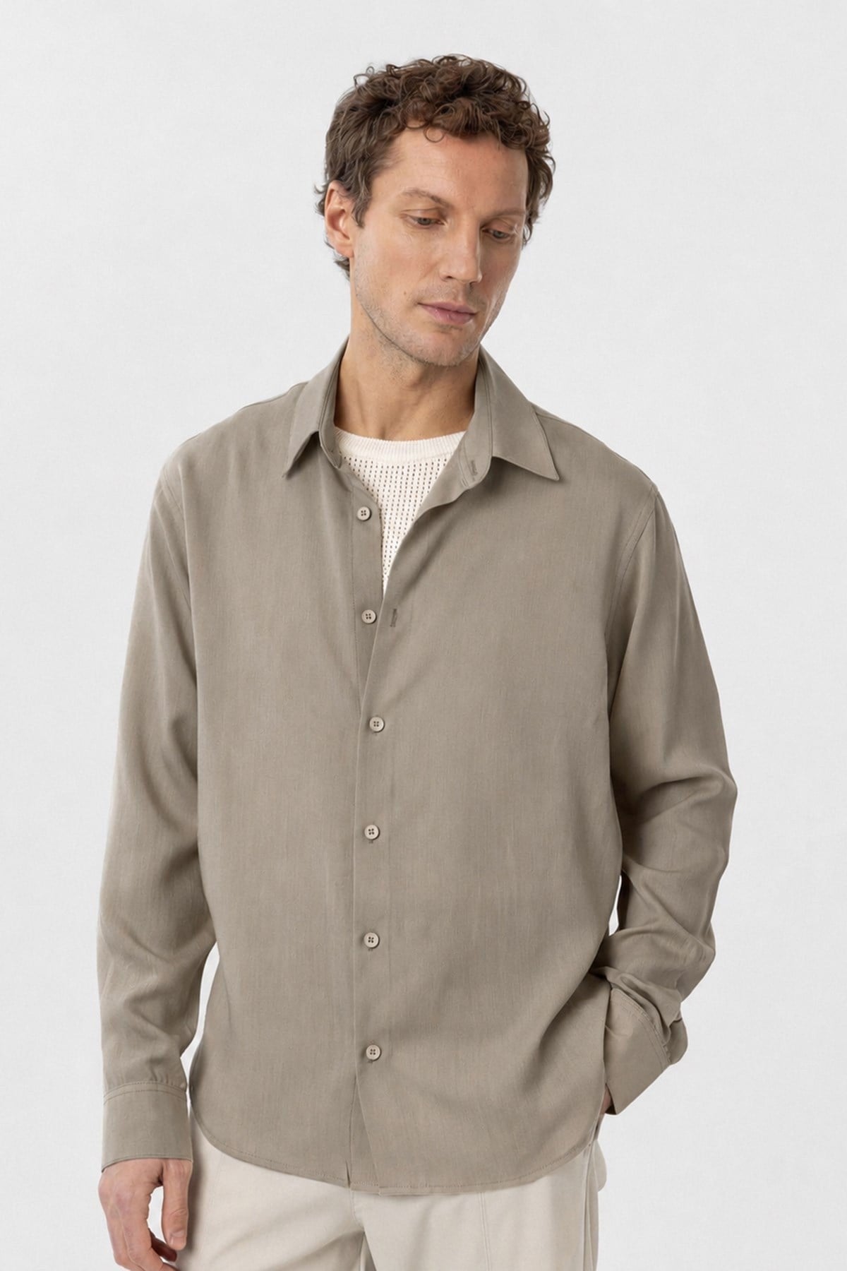 Relax Fit Lyocell Fabric Men's Shirt