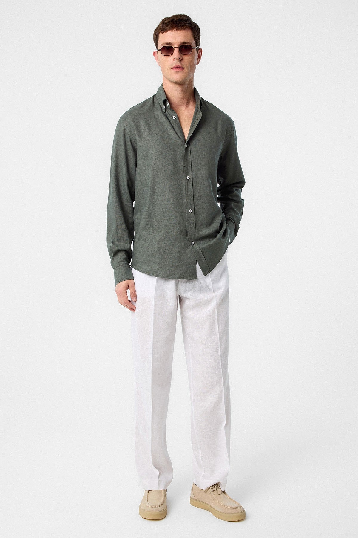 Antioch Men's Linen-Blend Button-Down Shirt