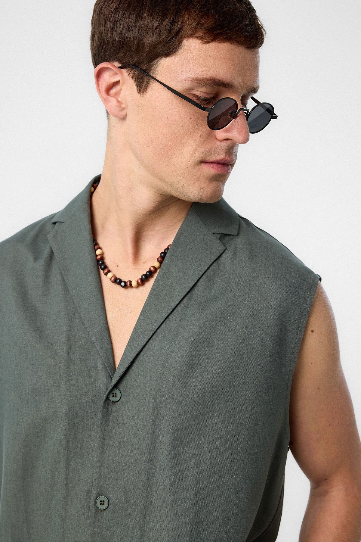 Antioch Linen-Blend Sleeveless Men's Shirt