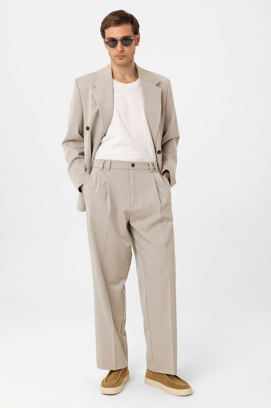 Antioch Yüksel Bel Relax Fit Pleated Men's Pants