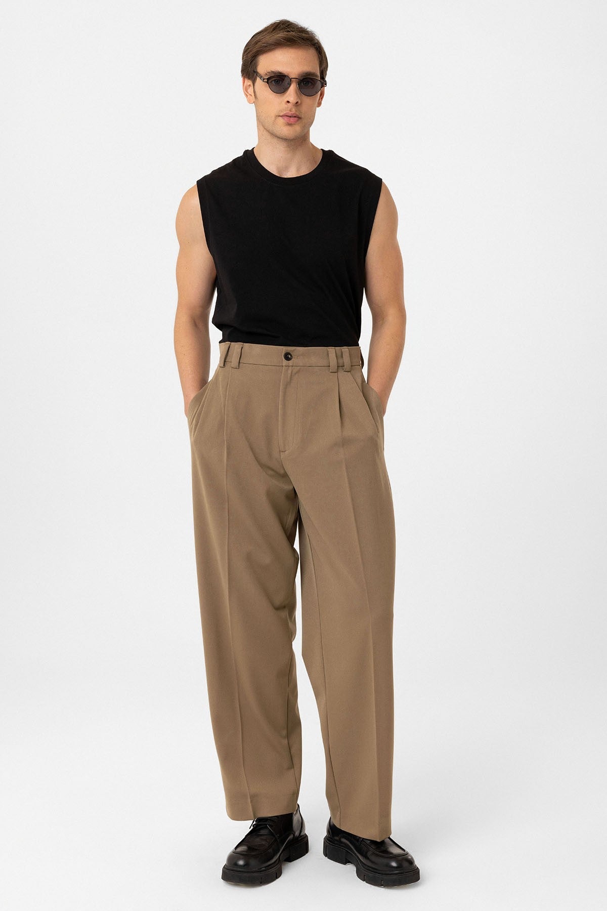 Antioch Yüksel Bel Relax Fit Pleated Men's Pants