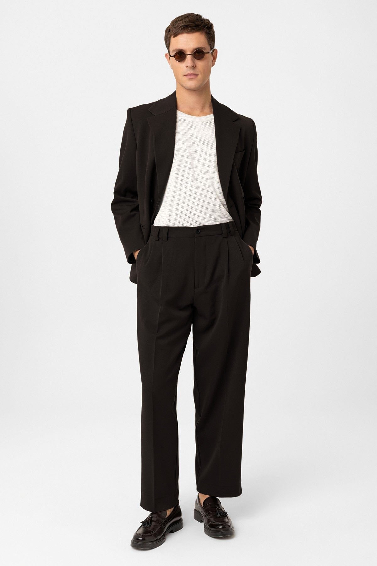 Antioch Yüksel Bel Relax Fit Pleated Men's Pants