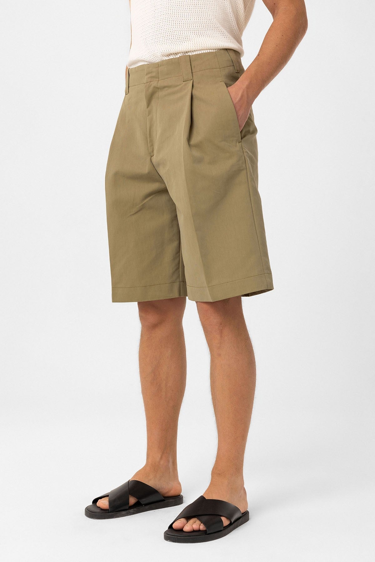 Antioch High-Waisted Pleated Relaxed Bermuda Shorts for Men