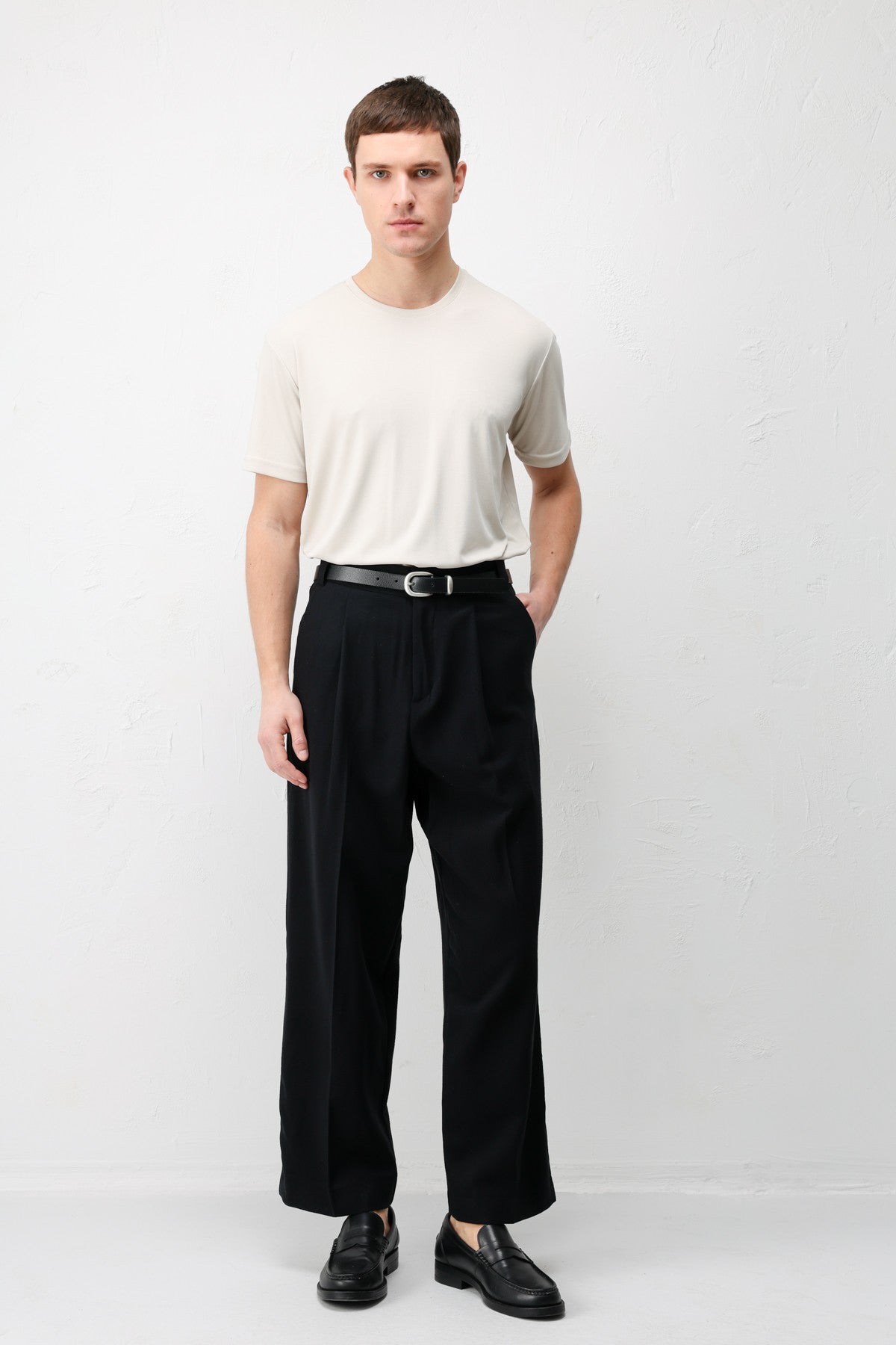 High-Waisted Pleated Relaxed-Fit Men's Pants