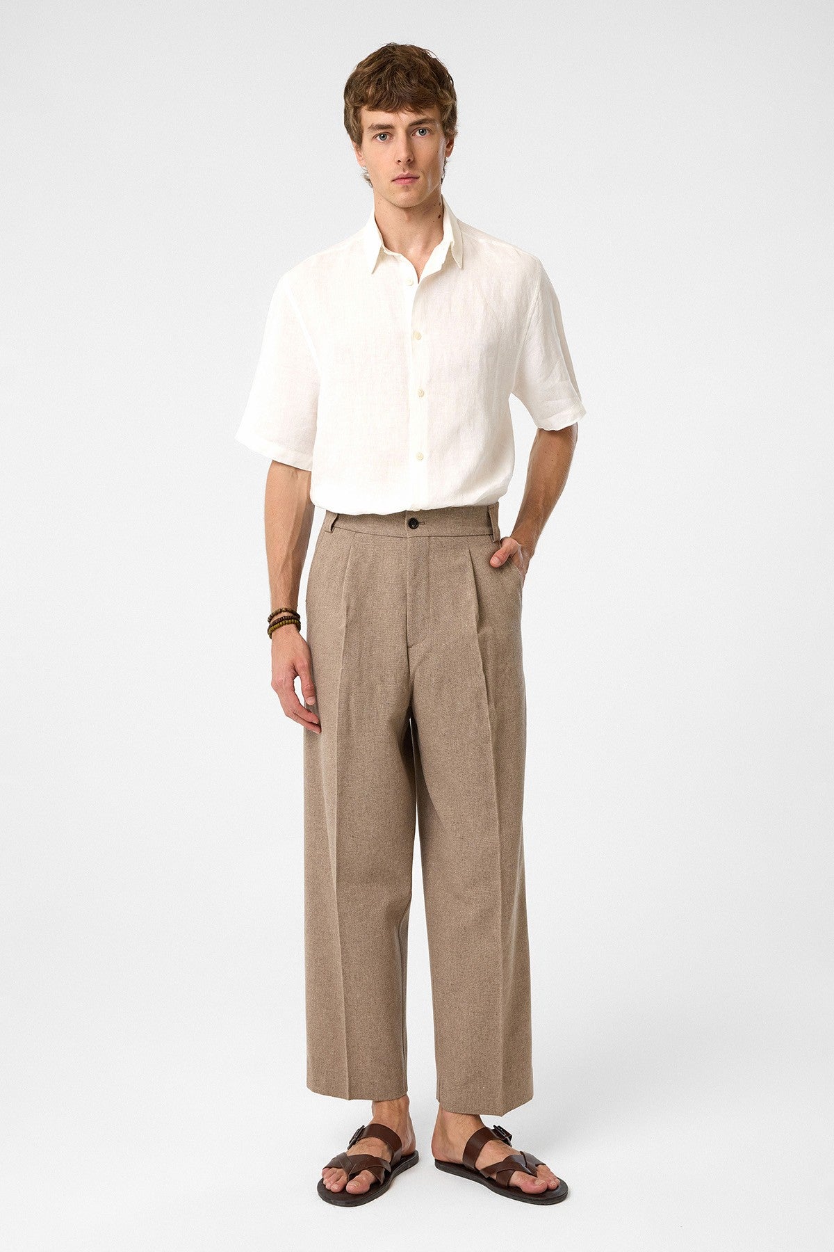 High-Waisted Pleated Relaxed-Fit Men's Pants