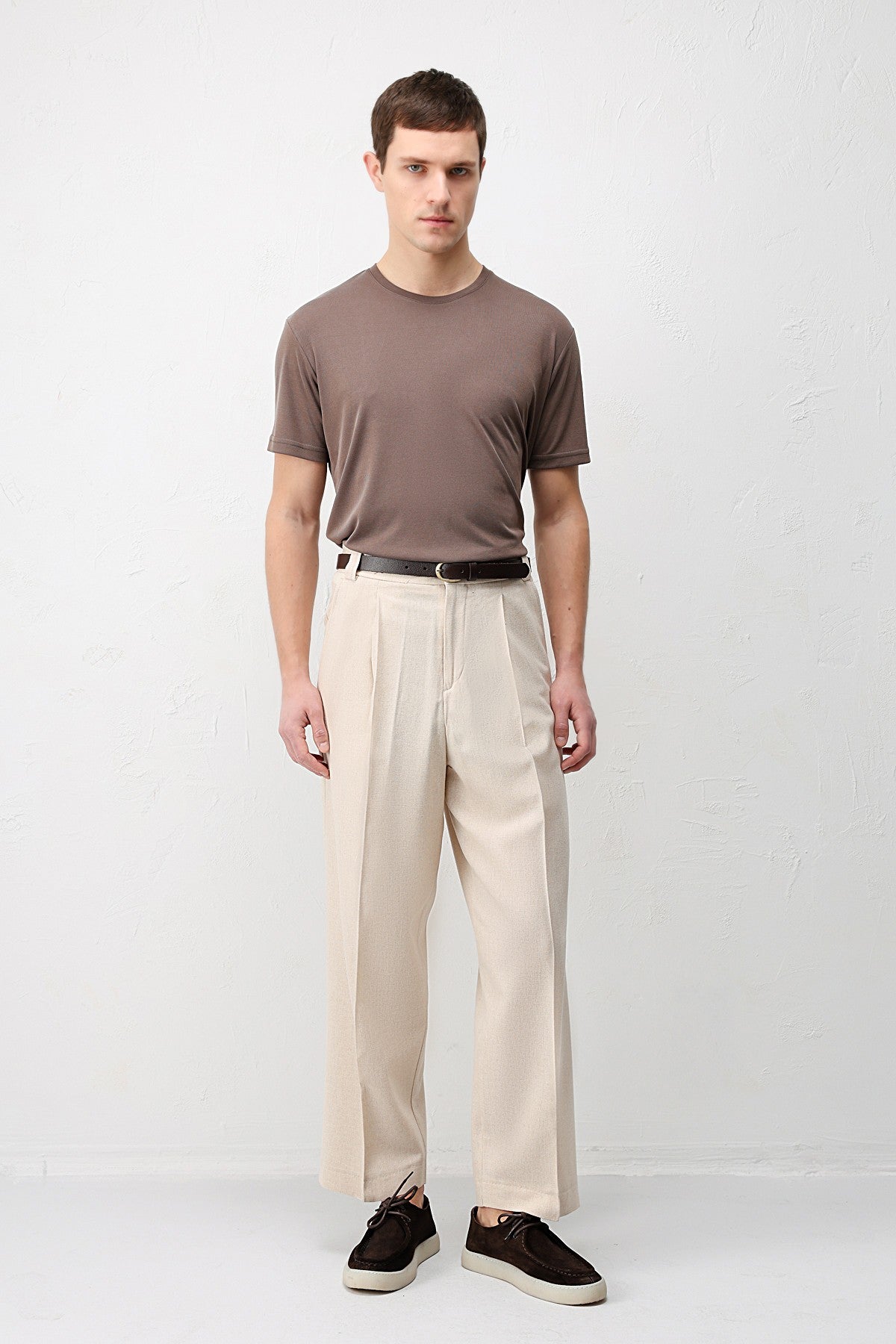 High-Waisted Pleated Relaxed-Fit Men's Pants