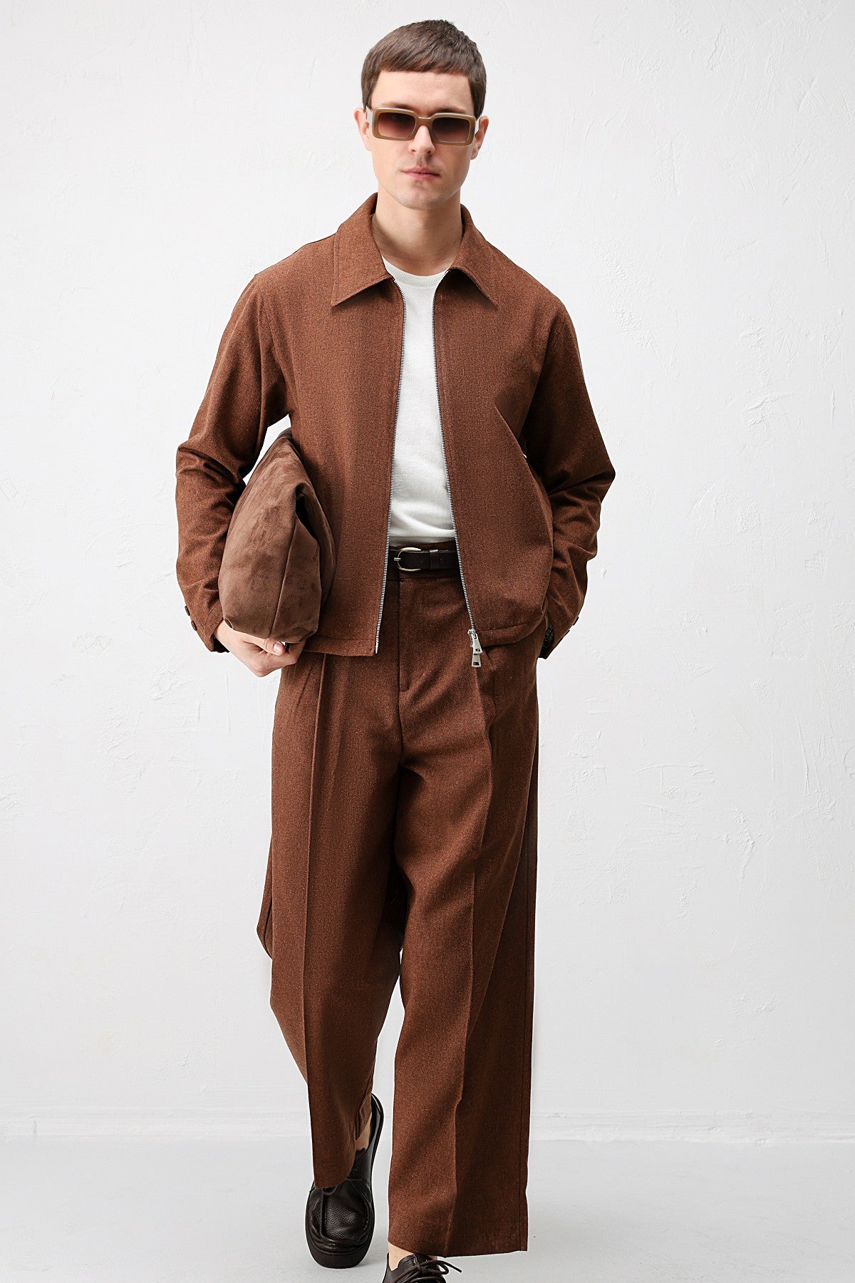 High-Waisted Pleated Relaxed-Fit Men's Pants