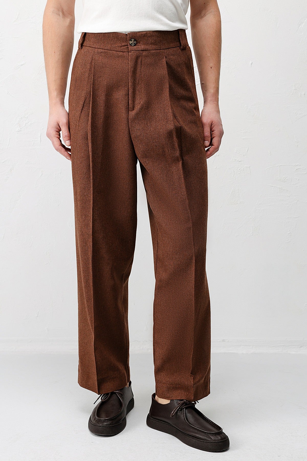 High-Waisted Pleated Relaxed-Fit Men's Pants