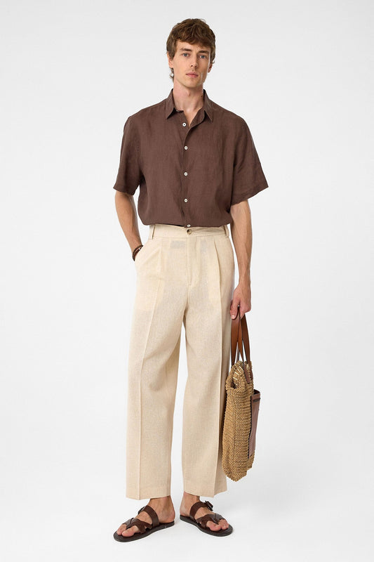 High-Waisted Pleated Relaxed-Fit Men's Pants